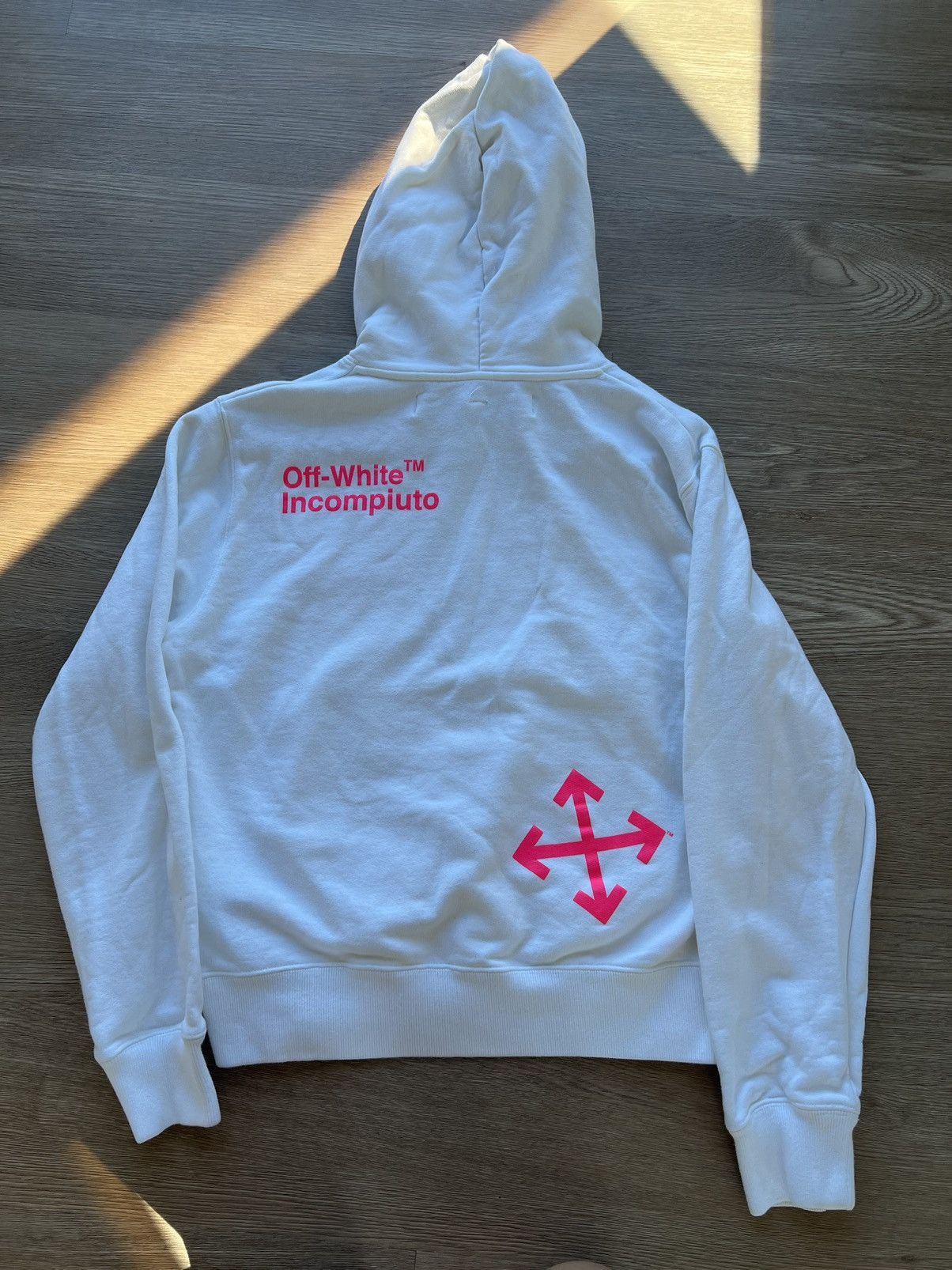 Off-White Off-White Pink/White Cotton Print Incompiuto Hoodie Size US S / EU 44-46 / 1 - 3 Thumbnail