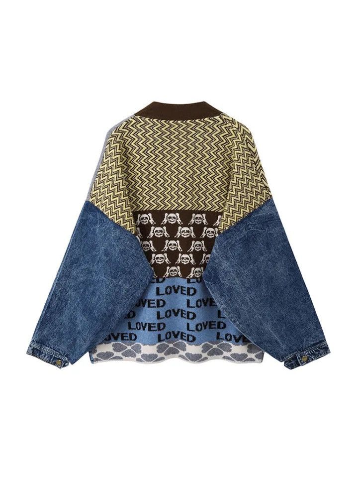 Japanese Brand Vintage Patchwork Knitted Cardigan Size US M / EU 48-50 / 2 - 2 Thumbnail