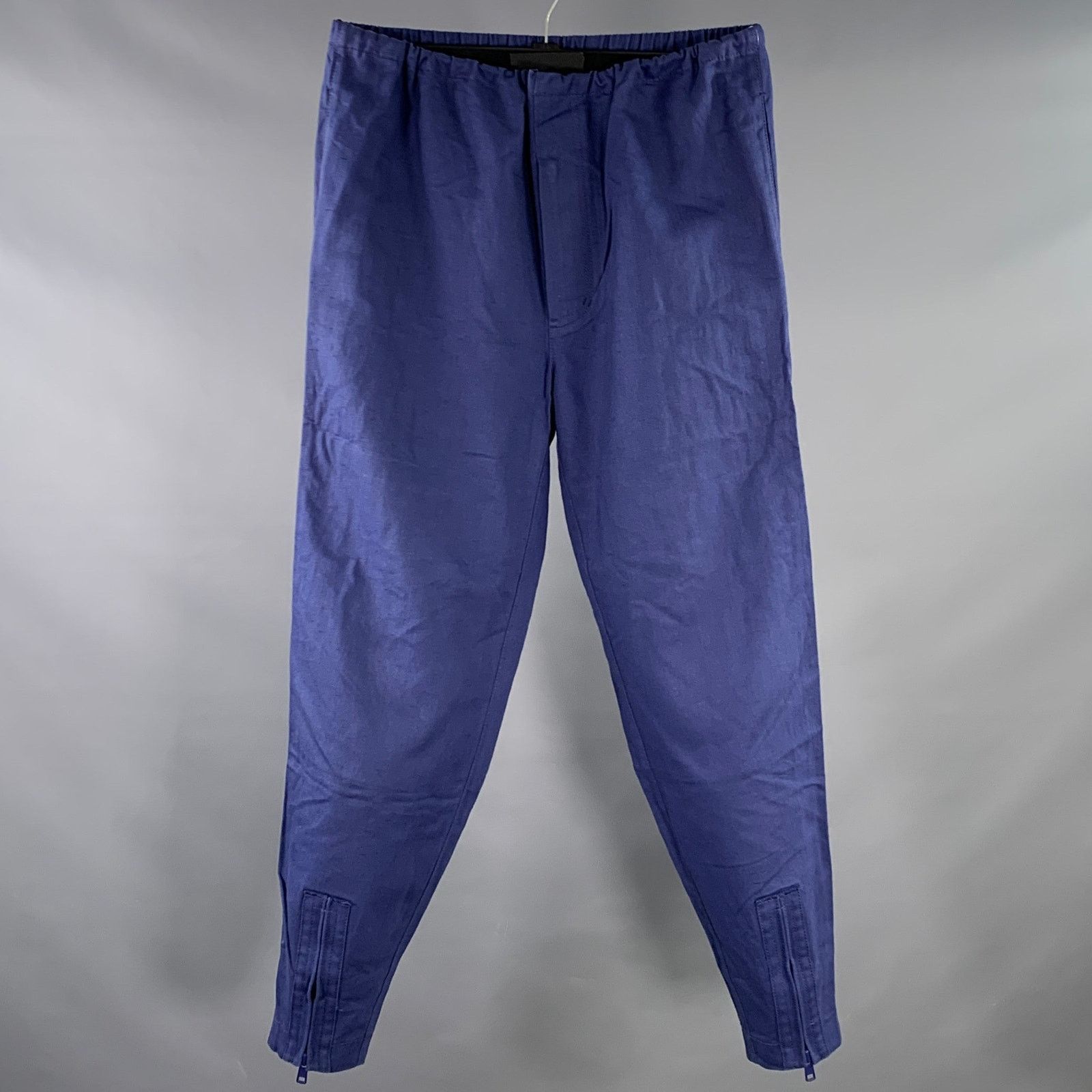 3.1 Phillip Lim Blue Cotton Linen High Waisted Drawstring Casual Pants Size US 26 / EU 42 - 1 Thumbnail