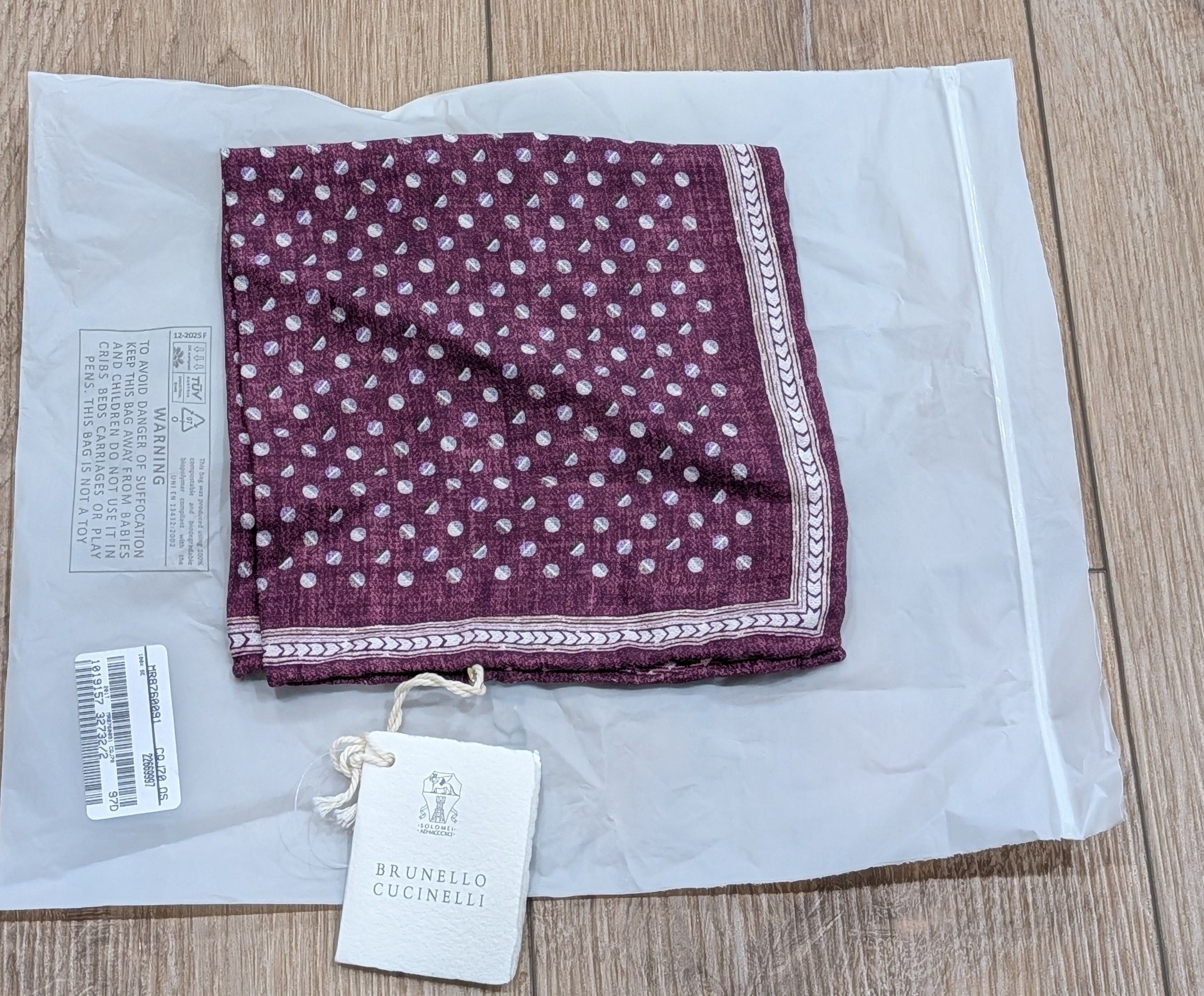 Brunello Cucinelli BRUNELLO CUCINELLl Geometric Silk Pocket Square Purple Size ONE SIZE - 1 Thumbnail