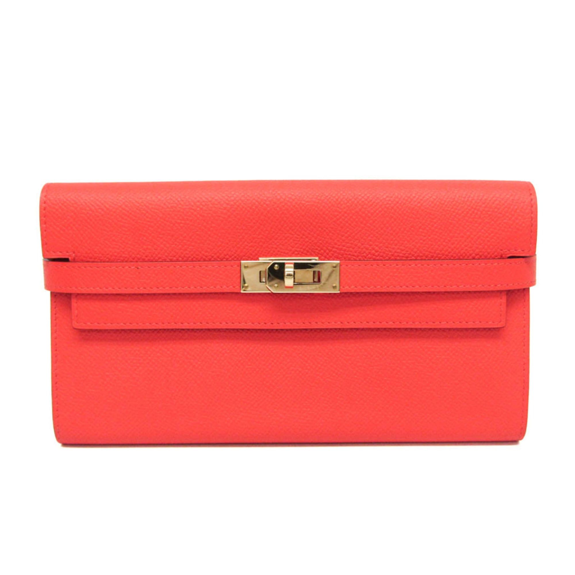 Hermes Hermes Kelly Wallet Women's Epsom Leather Long Wallet (bi-fold) Rose Jaipur,Salmon Pink Size ONE SIZE - 1 Thumbnail