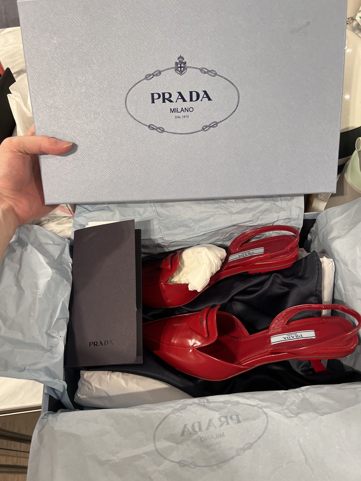 Prada Prada red low heel slingback heels Size US 6 / IT 36 - 2 Thumbnail