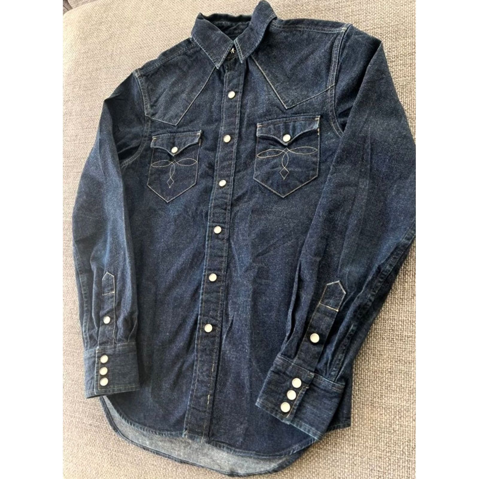 Ralph Lauren RRL RALPH LAUREN Shirt Men's XS Indigo Denim Western Solid Casual USED Size US XS / EU 42 / 0 - 3 Thumbnail