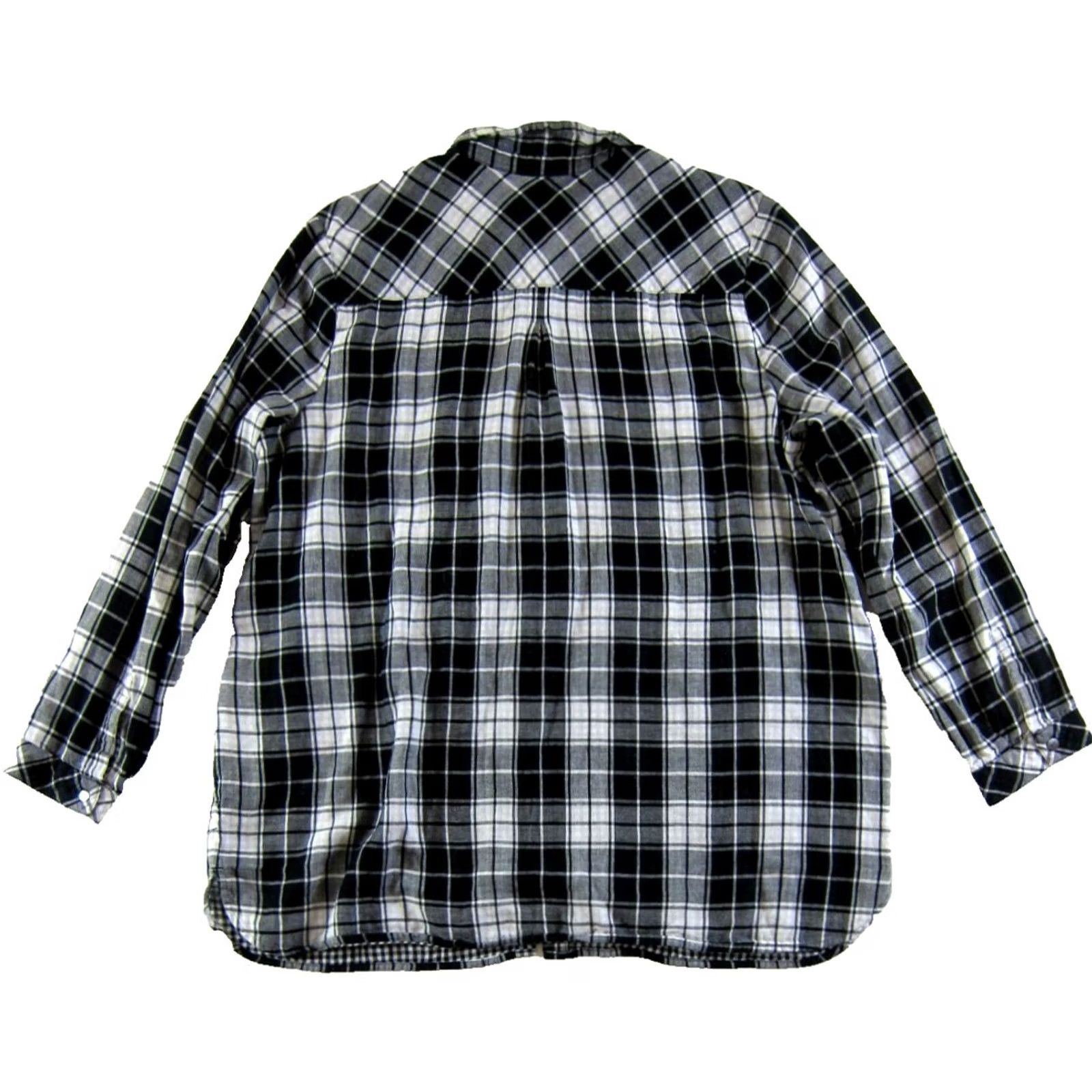 J. Jill J. Jill Blouse Shirt XL 100% Cotton Black Plaid Pocket Collared Long Sleeve Women's Classic Ready-to-Wear Size XL / US 12-14 / IT 48-50 - 2 Thumbnail