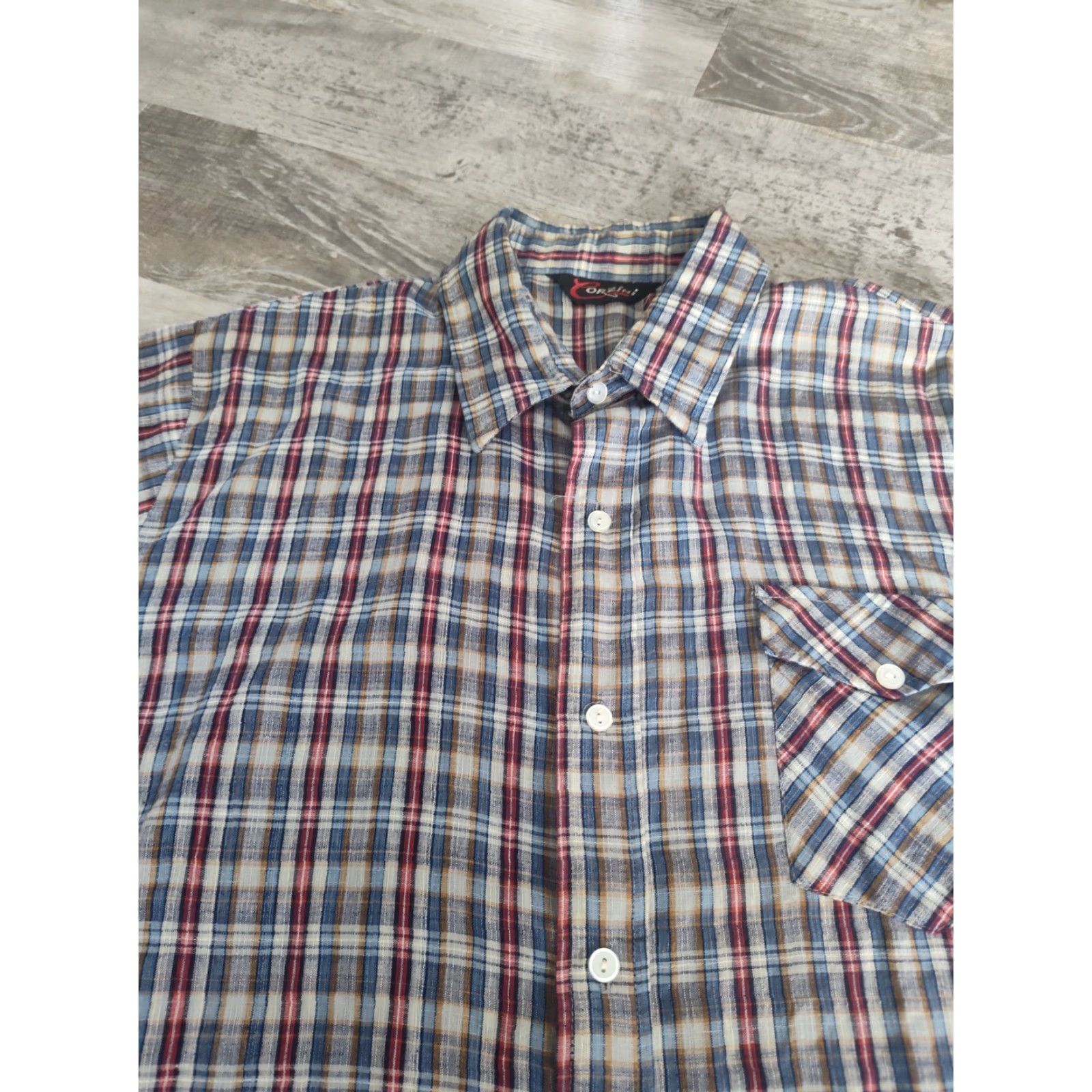 Vintage Vintage 70s Corzini Shirt 2XL Mens Plaid Button Up Shirt Single Chest Pocket Size US XXL / EU 58 / 5 - 5 Thumbnail