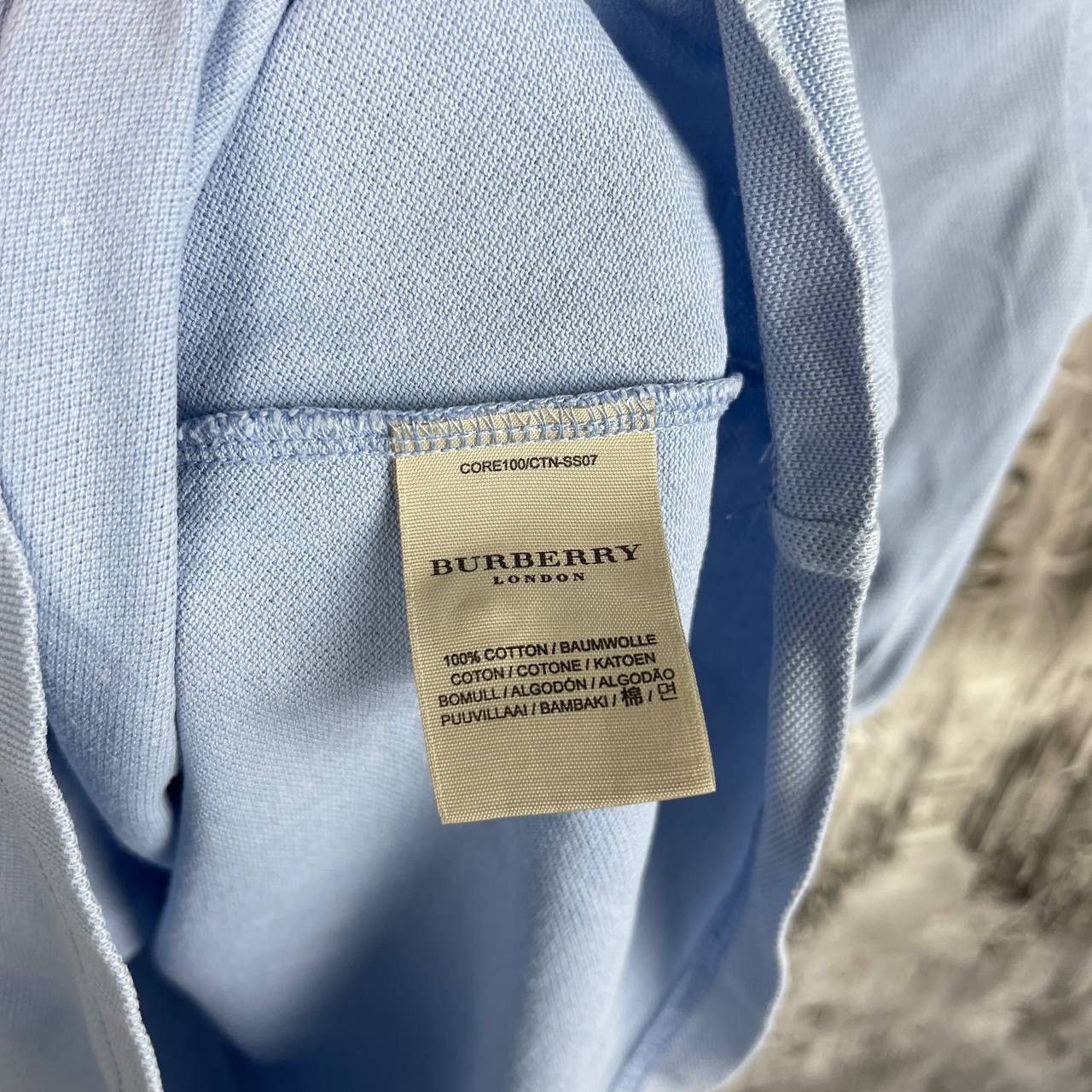 Burberry Burberry London Light Blue Polo Shirt Nova Check Collar L Size US L / EU 52-54 / 3 - 6 Thumbnail