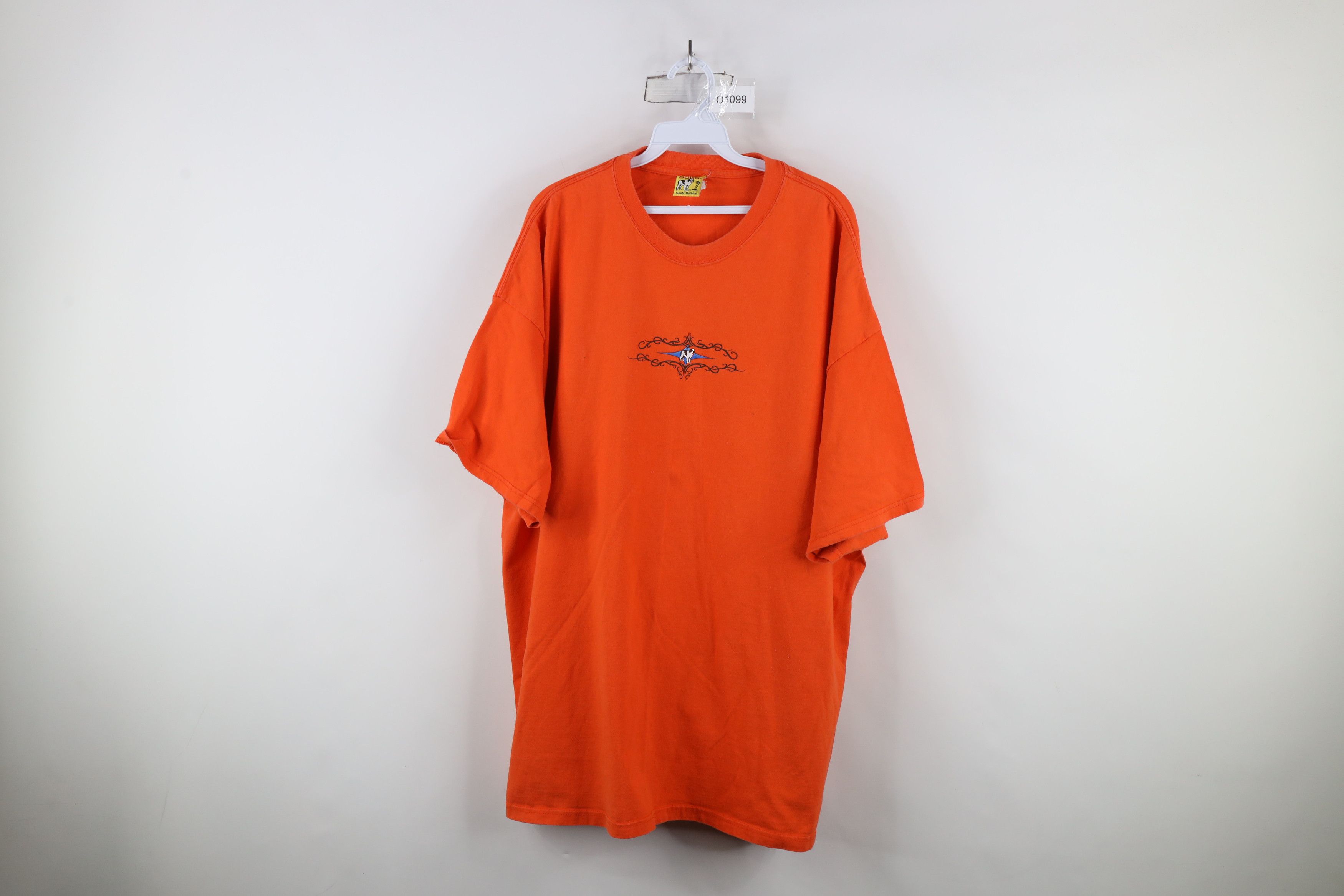 Big Dogs × Vintage Vintage 90s Big Dogs Spell Tribal Attitude T-Shirt Orange Size US XXL / EU 58 / 5 - 1 Thumbnail