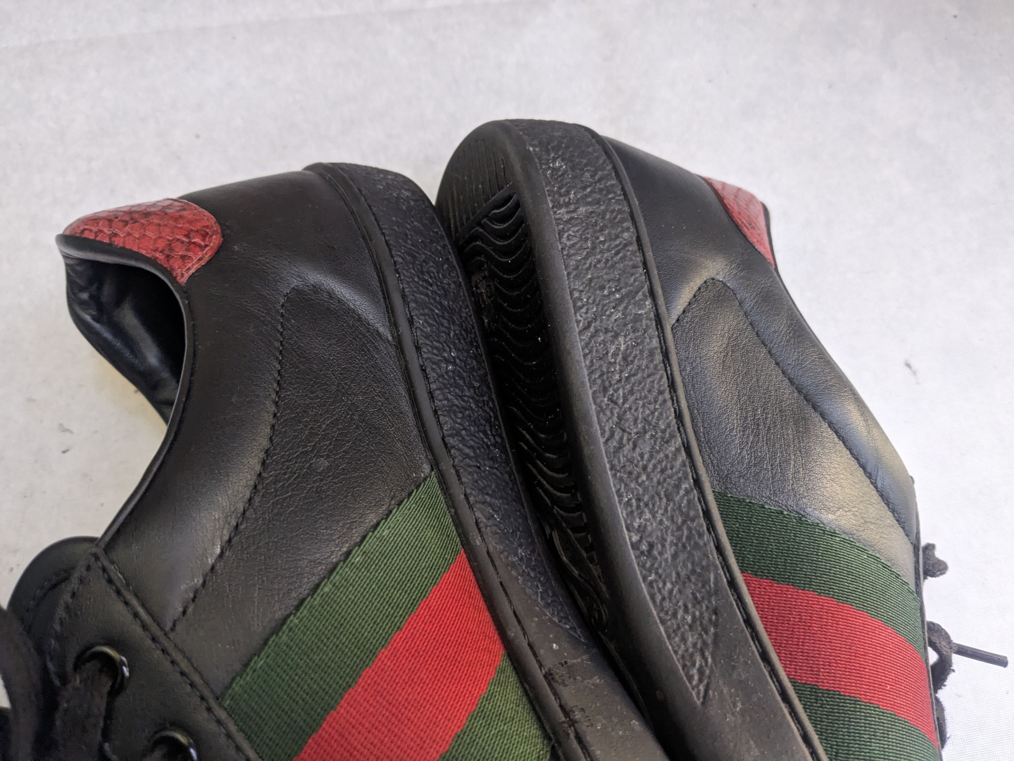 Gucci Gucci Ace Sneakers Black 9 Web Leather Low Tops Size US 9 / EU 42 - 15 Thumbnail