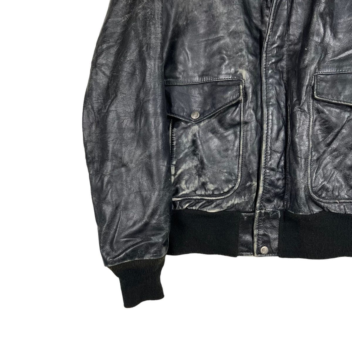 Schott 💥 1970s SCHOTT TYPE A-2 TOPGUN BLACK LEATHER JACKET Size US L / EU 52-54 / 3 - 2 Thumbnail