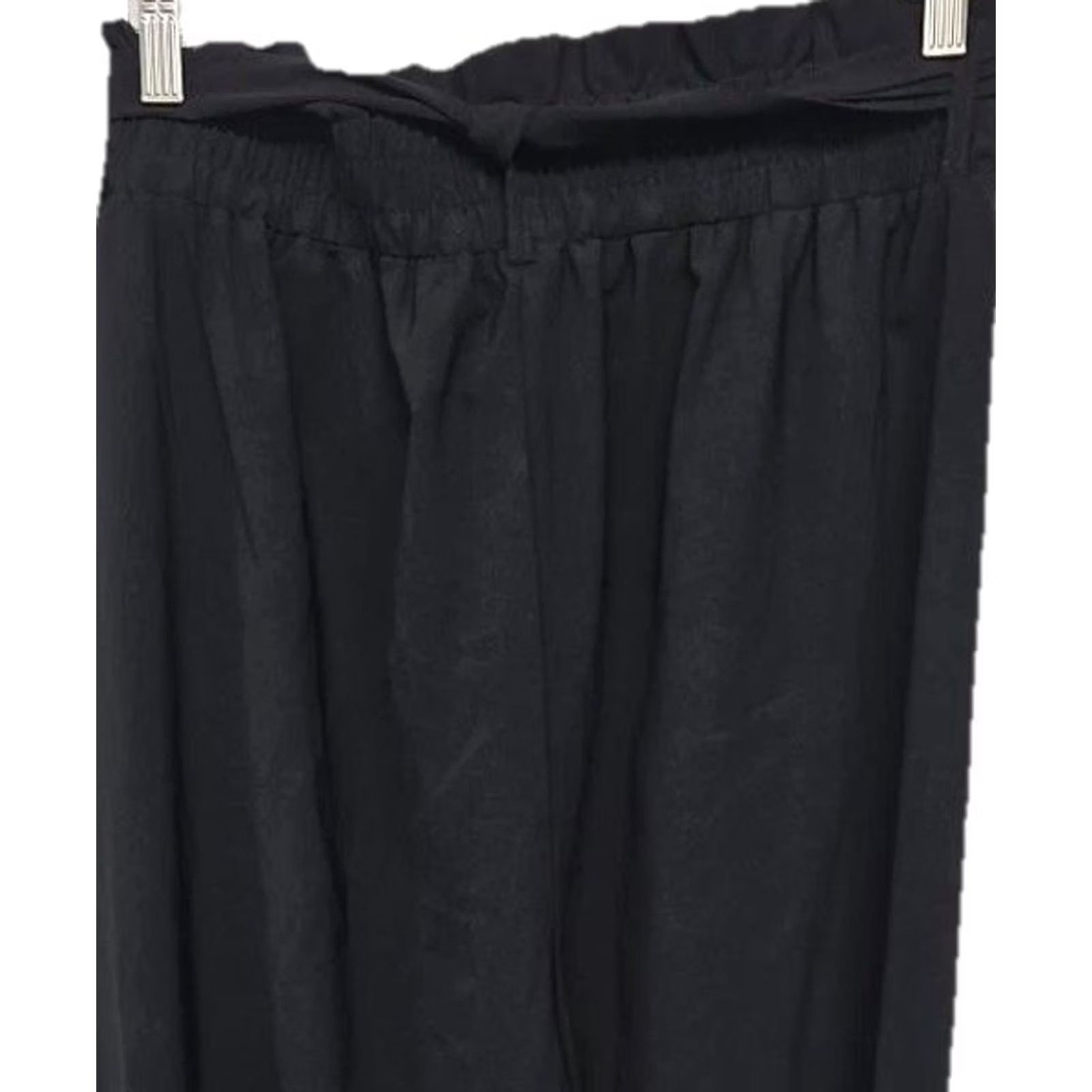 Vintage Women's Pants Black Paperbag Waist Drawstring Wide Leg Comfort Large Size 36" / US 14 / IT 50 - 5 Thumbnail