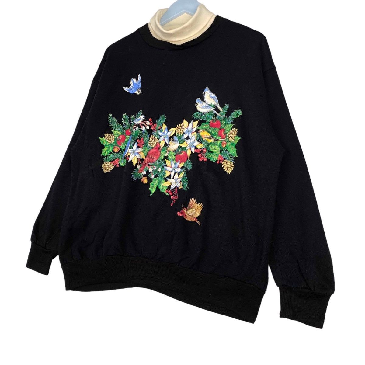 Vintage Vintage Cardinal Bird Farm View Floral Graphic Turtleneck Size XL / US 12-14 / IT 48-50 - 2 Thumbnail