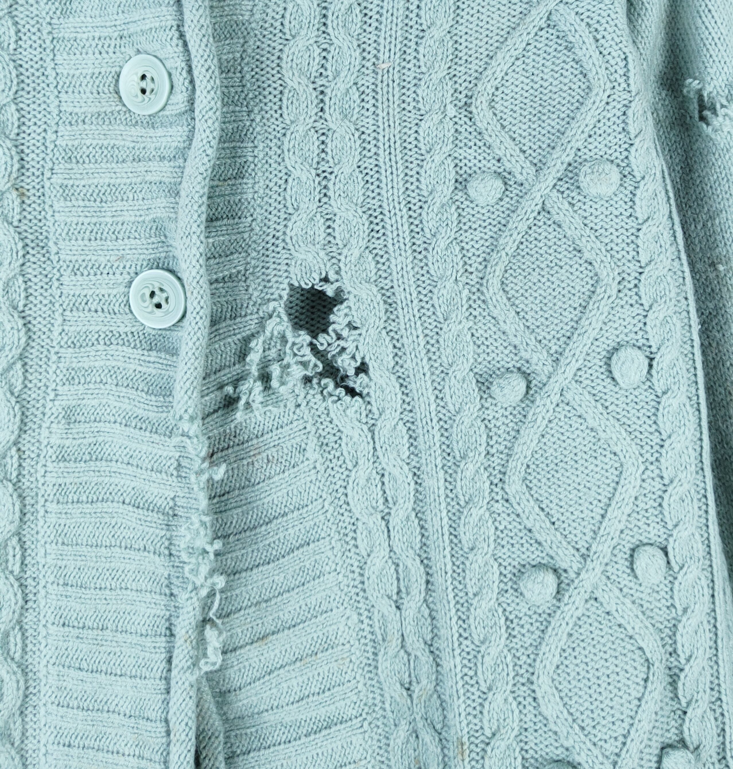 Japanese Brand × Vintage L& Beautiful Green Ripped Knitwear Cardigan #w875 Size M / US 6-8 / IT 42-44 - 7 Thumbnail