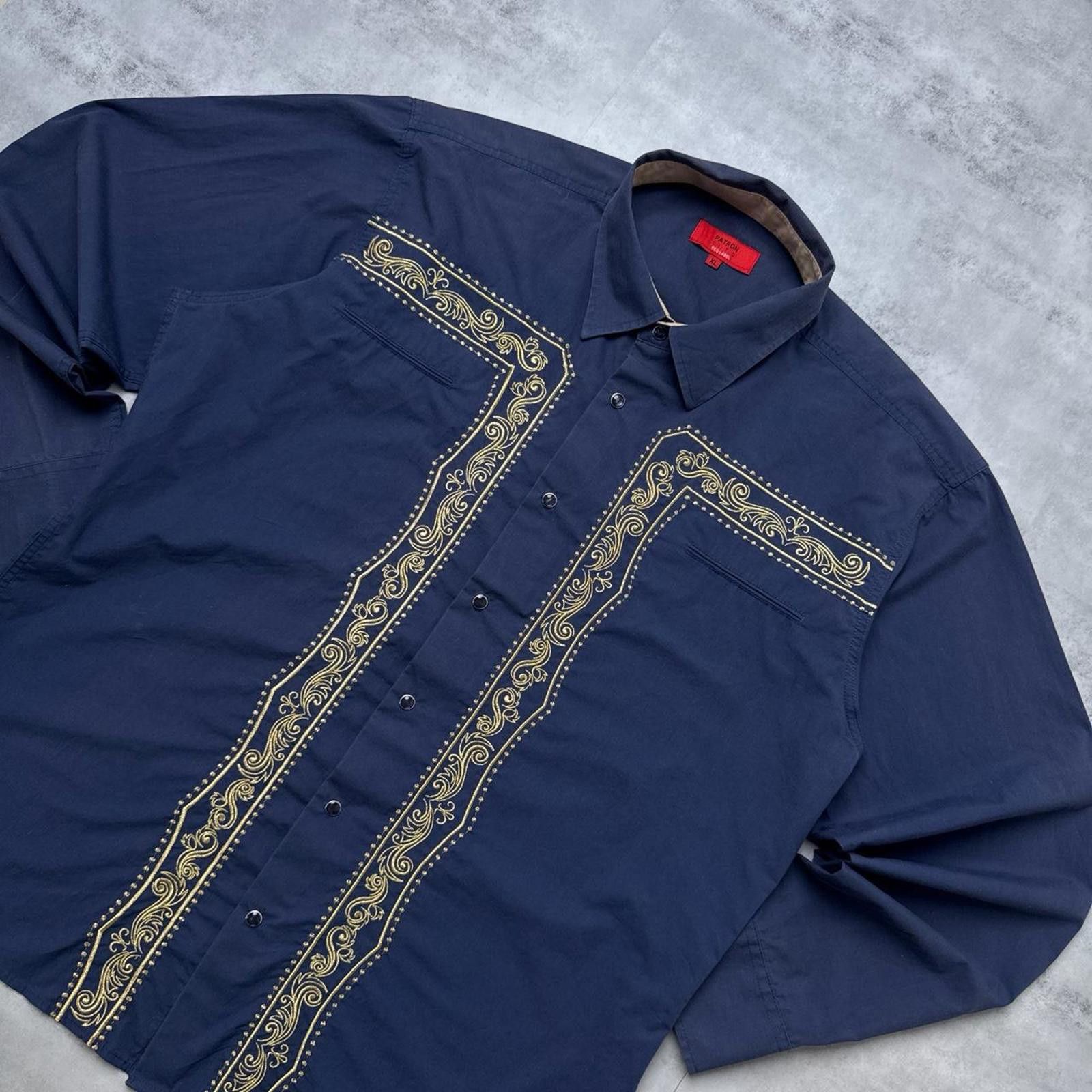 Affliction Y2K Patroncito 00s Blue Button Up Embroidered Shirt Size US XL / EU 56 / 4 - 4 Thumbnail