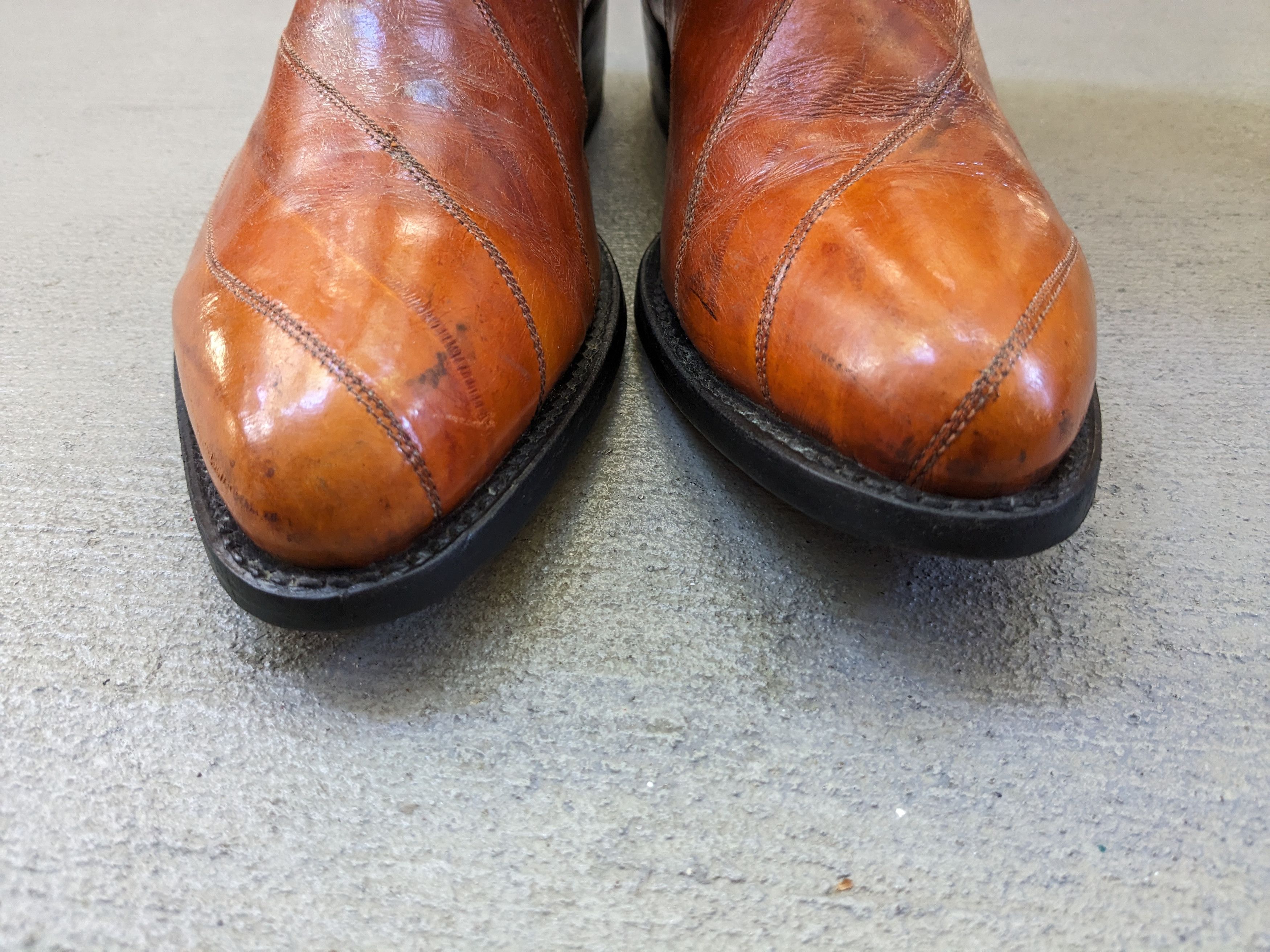 Vintage Eel Cowboy Boots Brown 8.5 Leather Mexico Botas Ranchwear Size US 8.5 / EU 41-42 - 2 Thumbnail