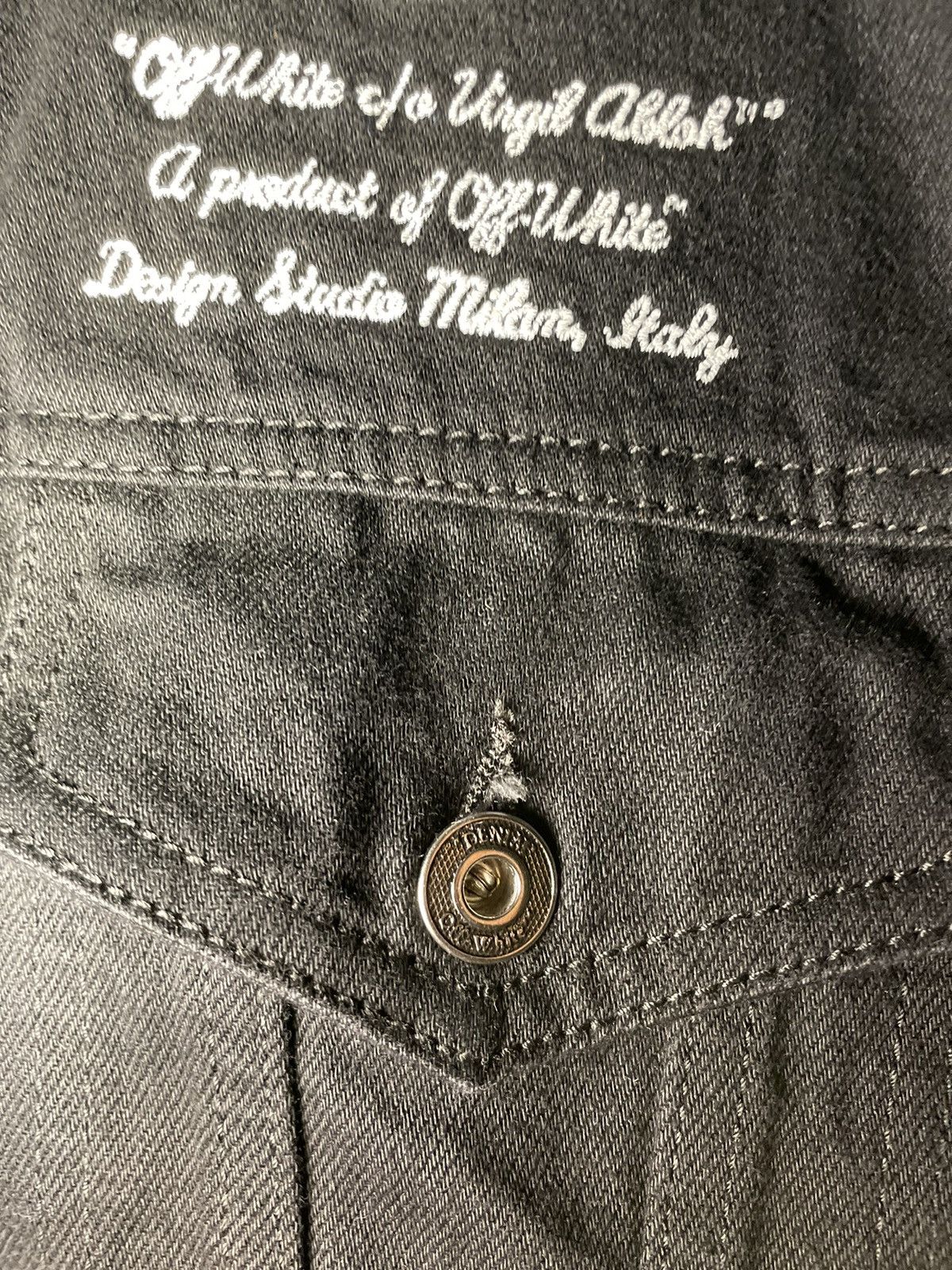 ジャケット・アウター off-White Varsity Patch Denim Jacket Off-White Off-White Varsity Patch Logo Black Denim Jean