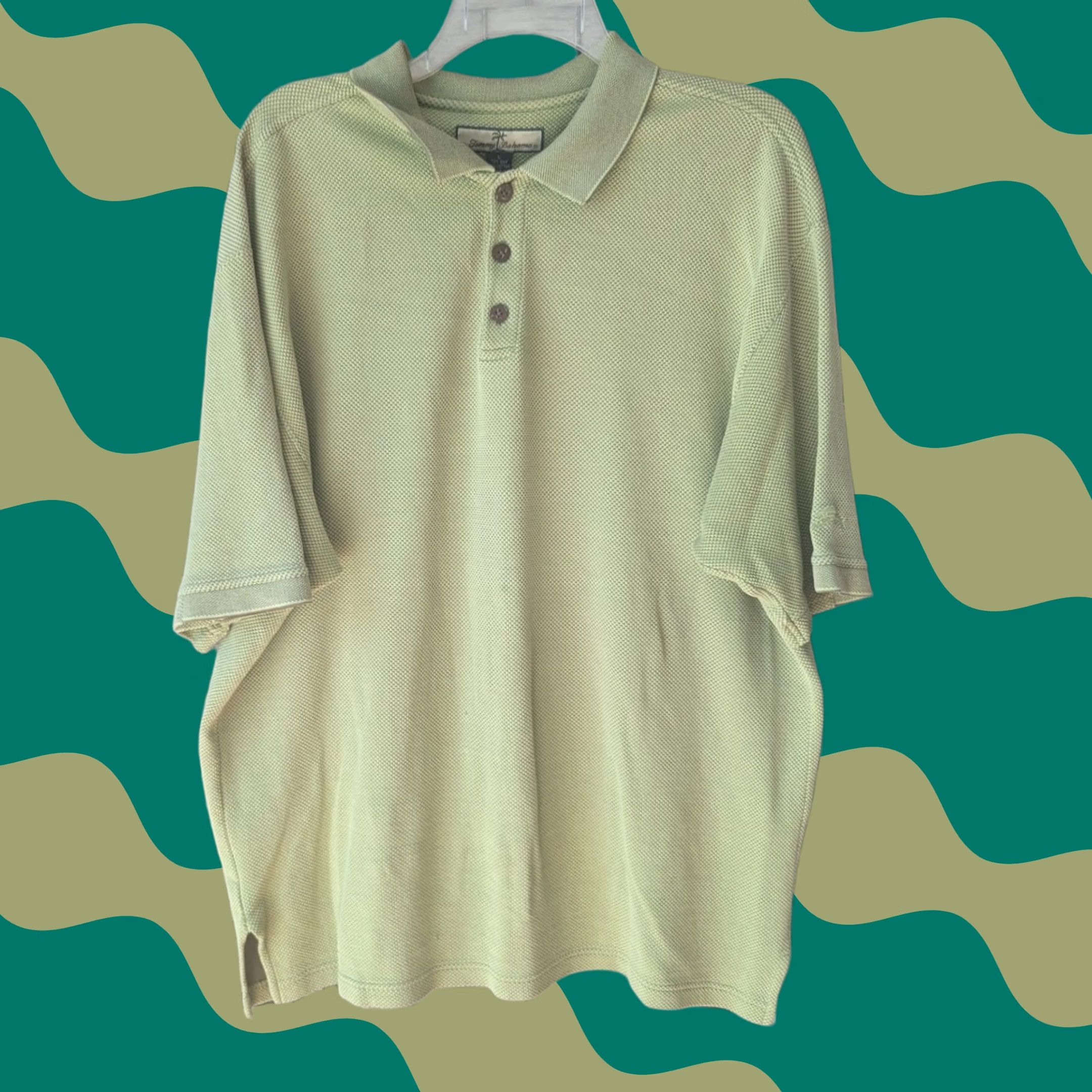 Tommy Bahama - Keep exact spelling and capitalization from original (Tommy Bahama Silk Polo Shirt - Green Sage Blend - Mens L) Size US L / EU 52-54 / 3 - 1 Thumbnail