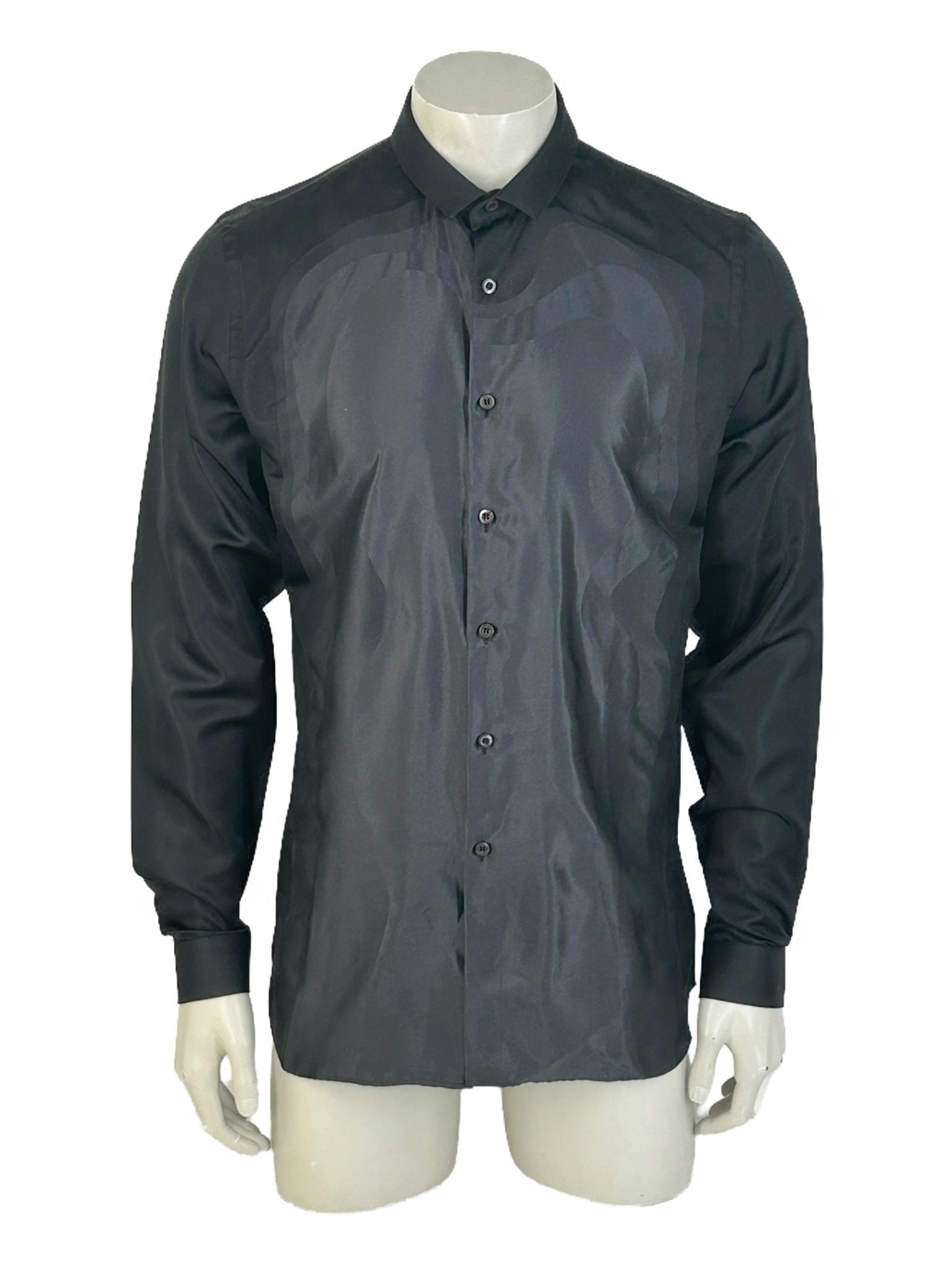 image of Prada Black Graphic Print Silk Shirt, Men's (Size XL)