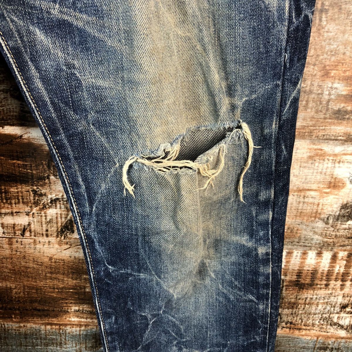 Tornado Mart DL Tornado Mart Blue Distressed Denim Pants #C145 Size US 33 - 9 Thumbnail