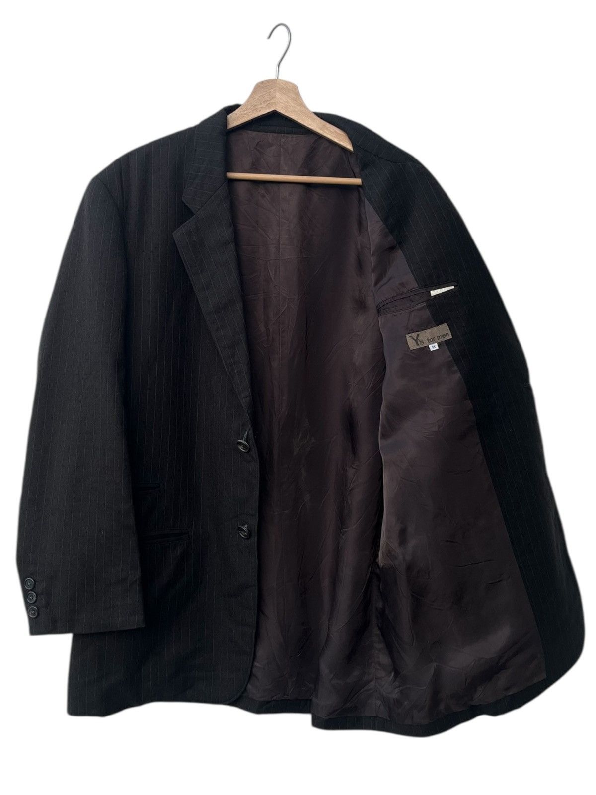 Yohji Yamamoto Y’s For Men Brown Striped Black Tailored Jacket Size US M / EU 48-50 / 2 - 2 Thumbnail