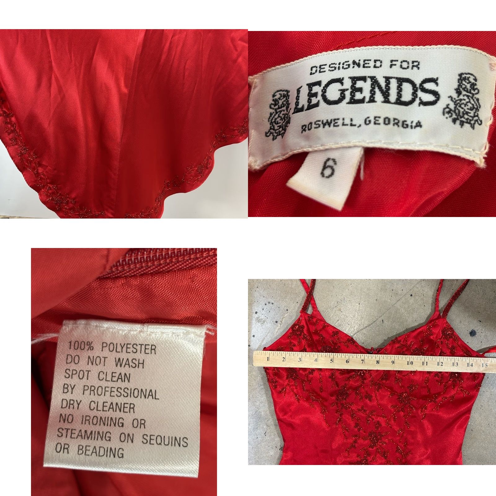 Vintage VINTAGE Legends Beaded Prom Gown Dress Cherry Red Train Womens 6 1990s Roswell GA Size M / US 6-8 / IT 42-44 - 8 Thumbnail
