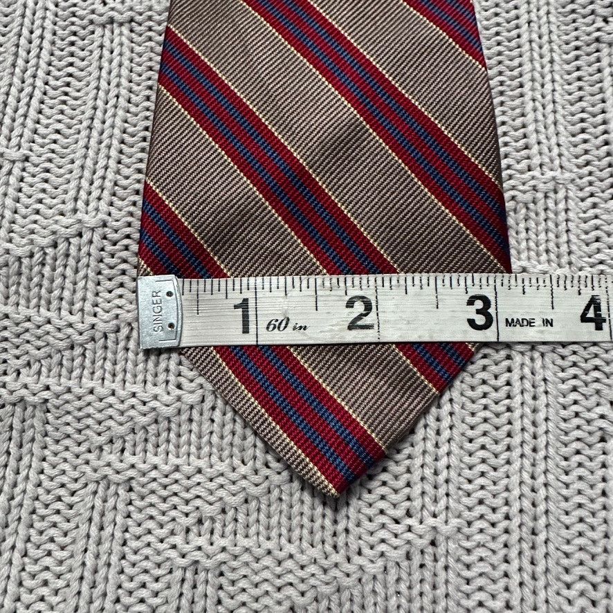 Saks Fifth Avenue Vintage Saks Fifth Avenue red and bronze striped silk tie Size ONE SIZE - 5 Thumbnail