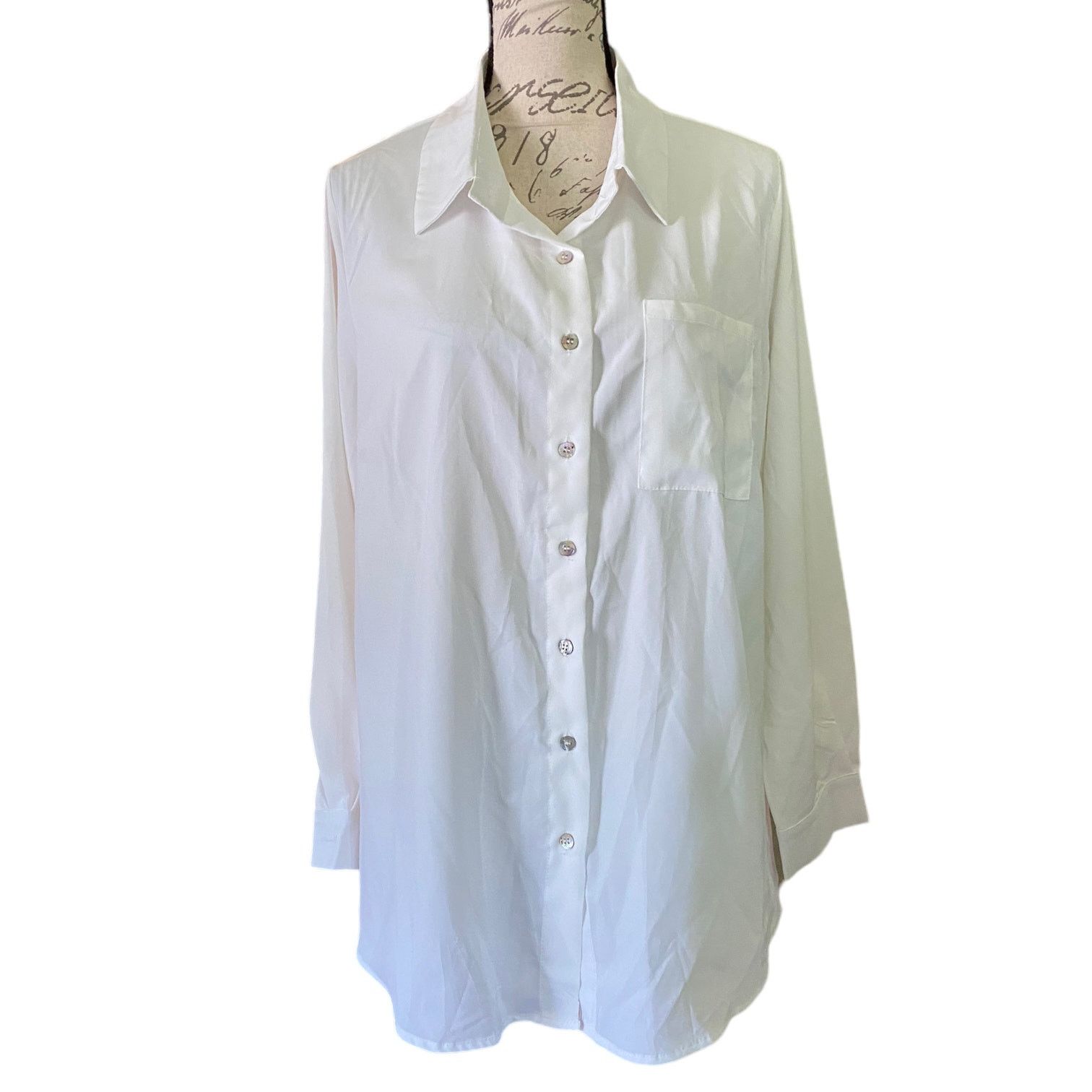 Other BloomChic White Long Sleeve Collared Shirt Size 12 NEW Size XL / US 12-14 / IT 48-50 - 4 Thumbnail