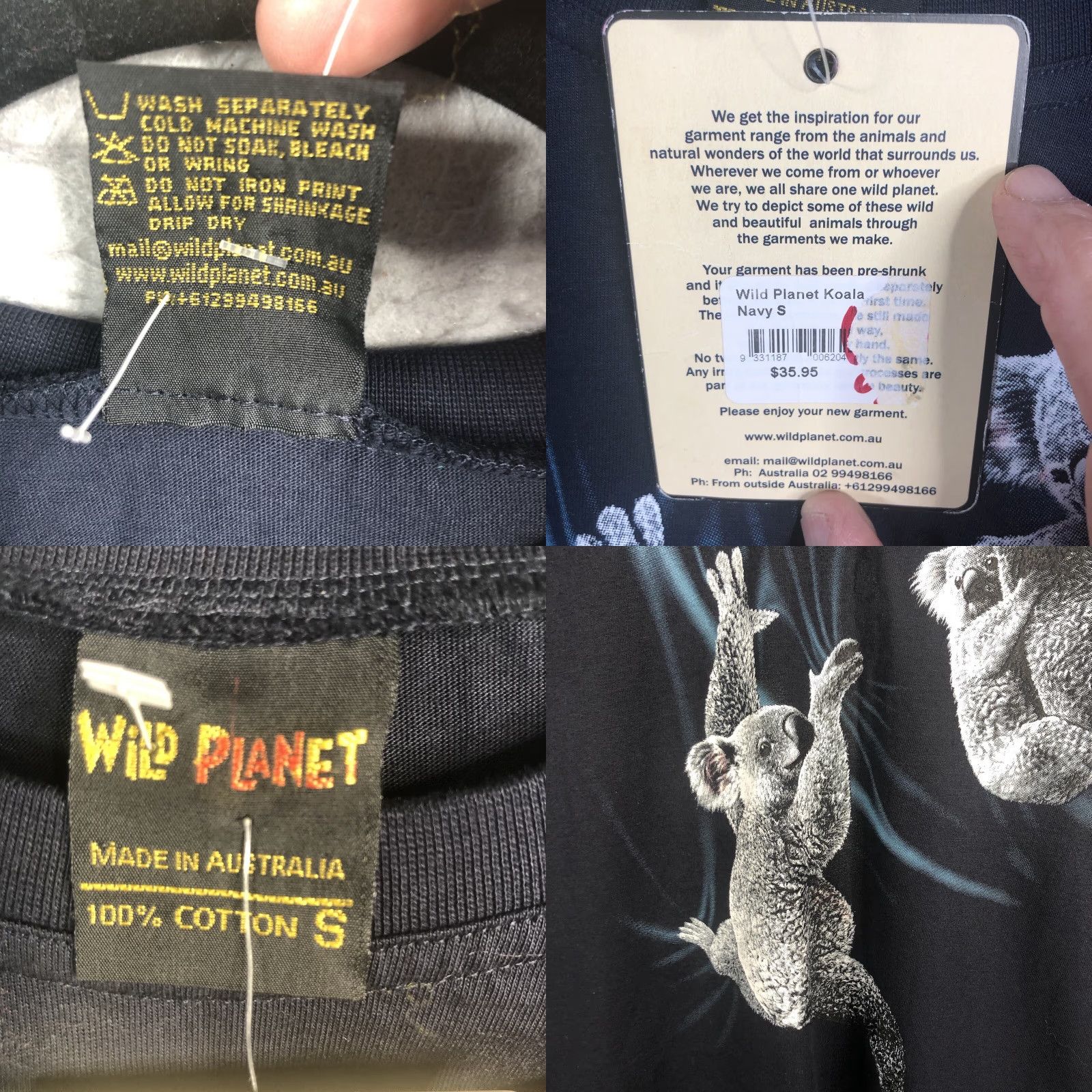 Vintage Wild Planet Top Womens Small Black White Koala Australia Nature Art To Wear NEW Size S / US 4 / IT 40 - 8 Thumbnail