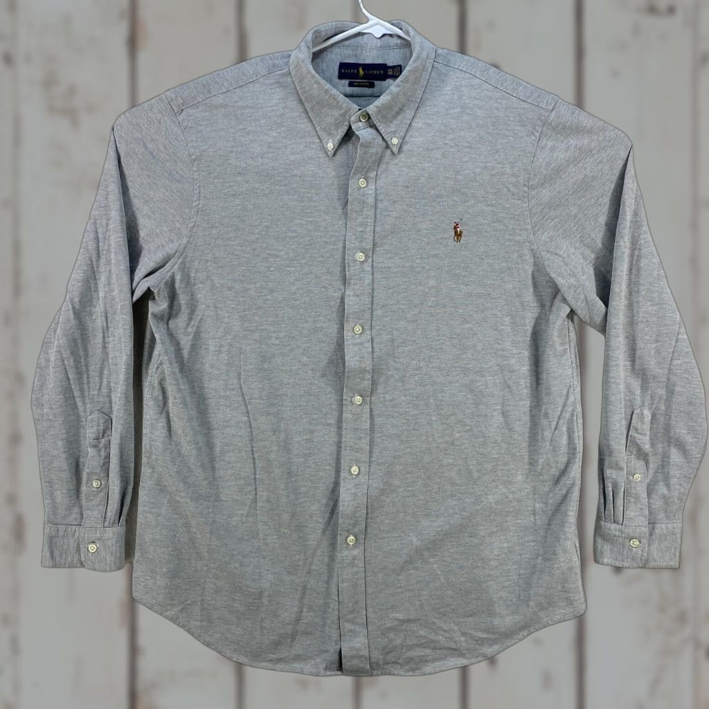 Ralph Lauren VINTAGE Ralph Lauren Knit Oxford Long Sleeve Button Up Gray Mens XXL TTG Polo Pony Size US XXL / EU 58 / 5 - 1 Thumbnail