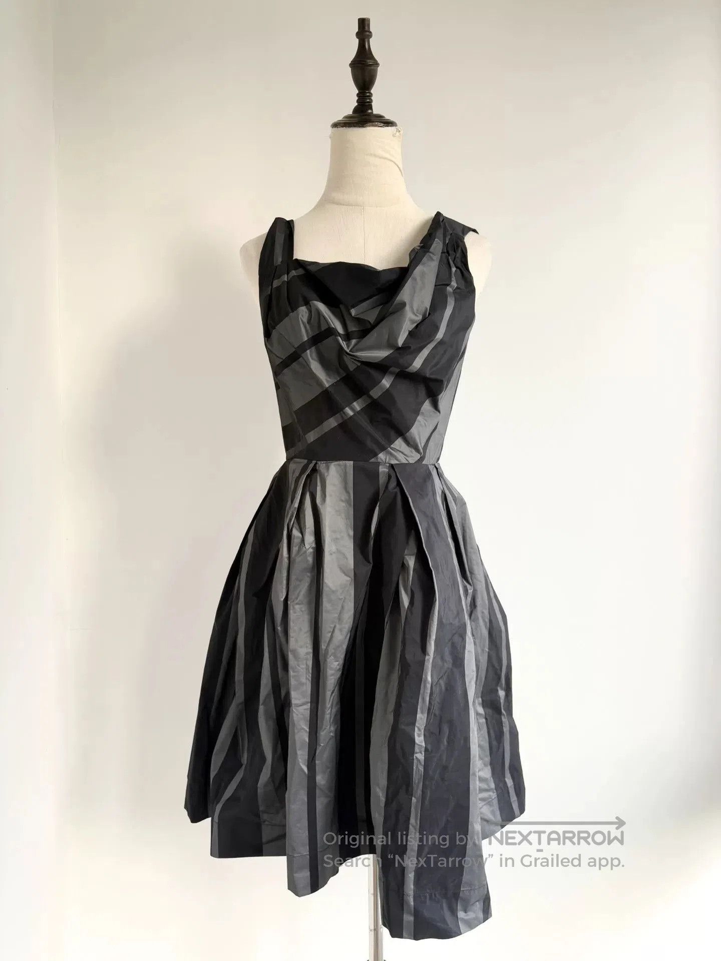 Vivienne Westwood Vivienne Westwood Gray Black Stripe Dress. Size L / US 10 / IT 46 - 1 Thumbnail