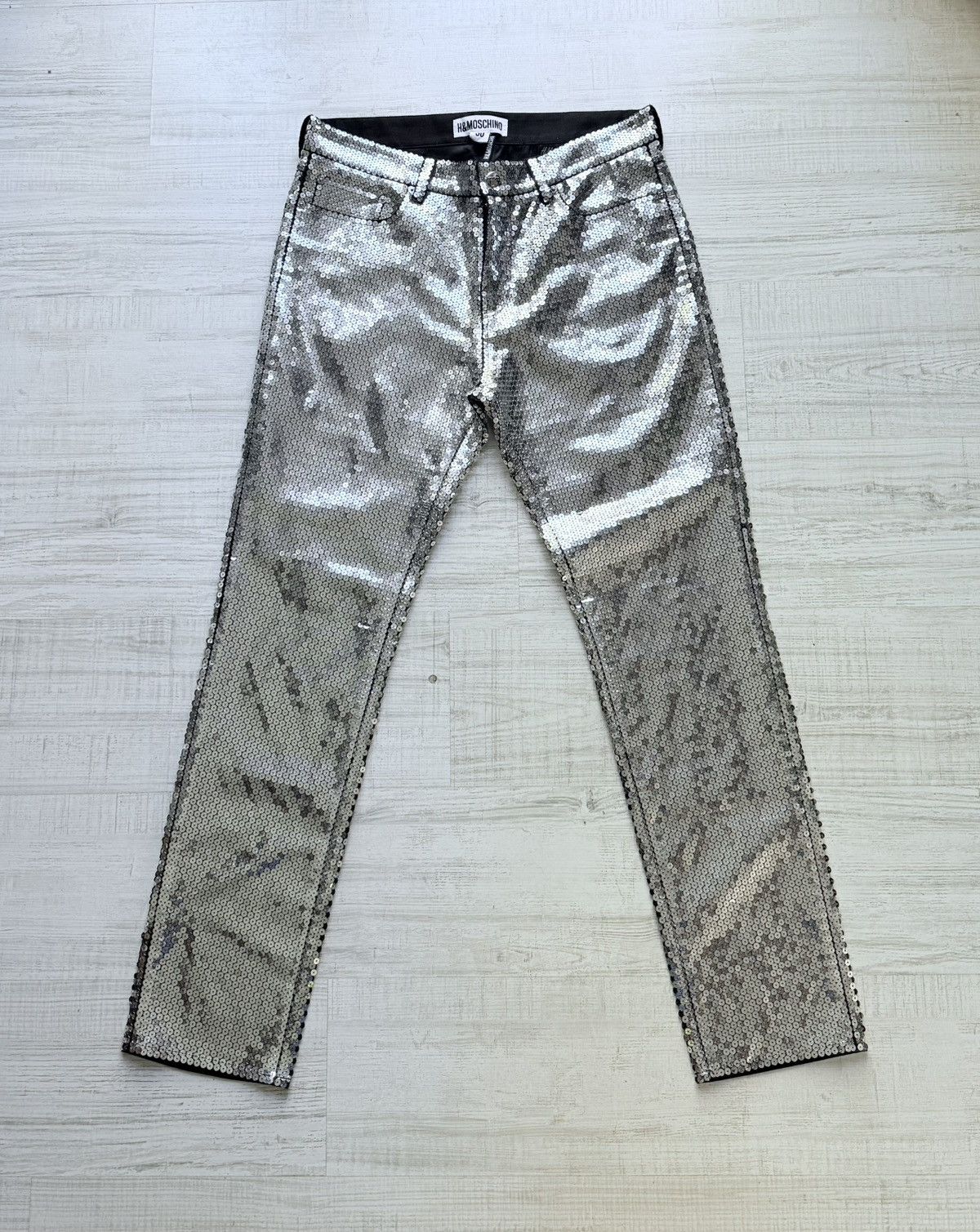 H&M x Moschino sequin pants size 34 gently used silver