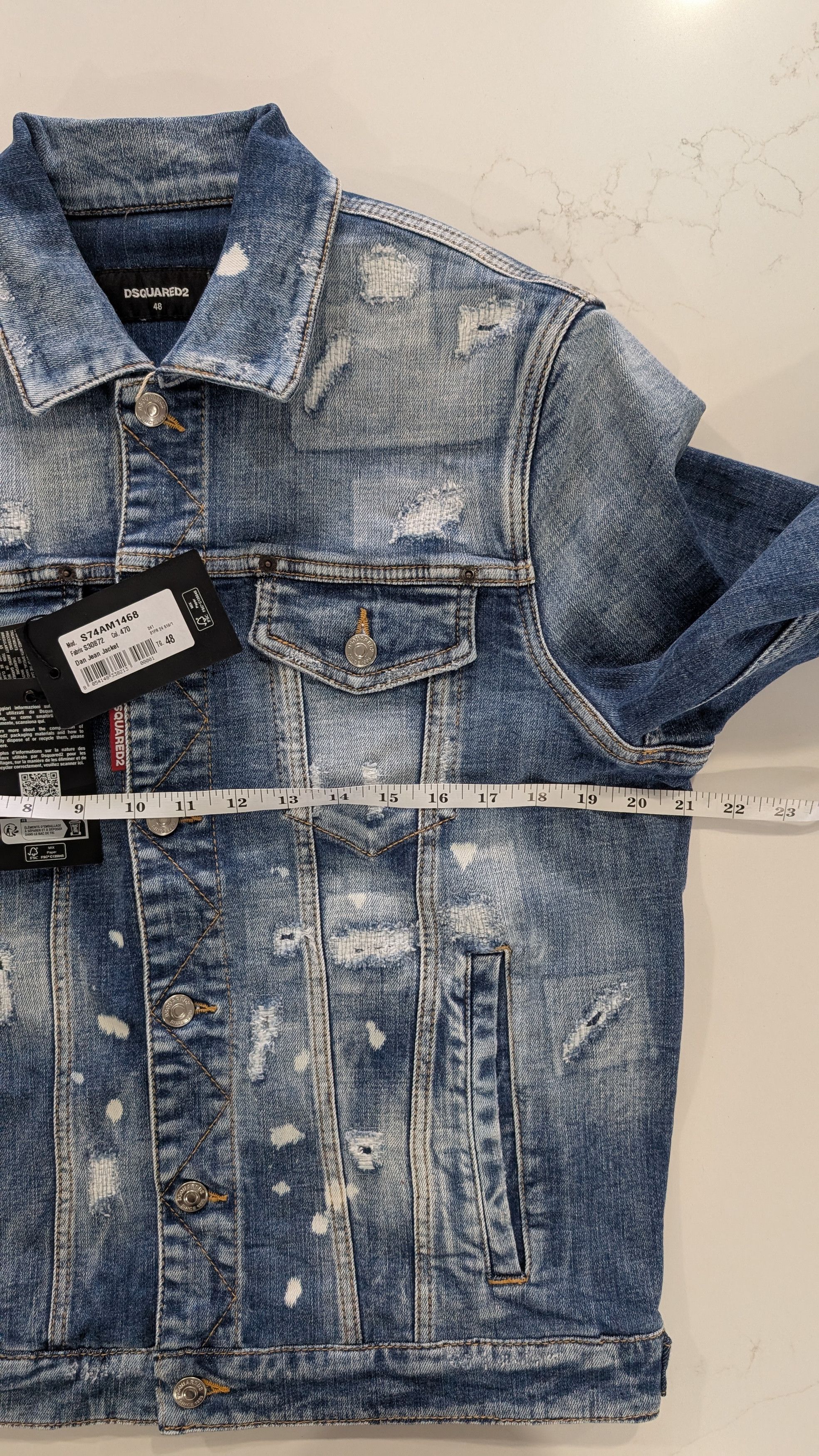 Dsquared2 DSQUARED2 Dan Jean Jacket Distressed Blue IT 48 Size US M / EU 48-50 / 2 - 13 Thumbnail