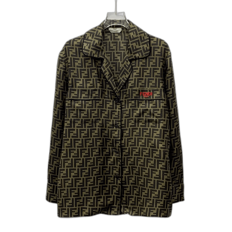 Fendi Fendi Brown Logo Silk Long Sleeve Shirt Size US L / EU 52-54 / 3 - 1 Thumbnail