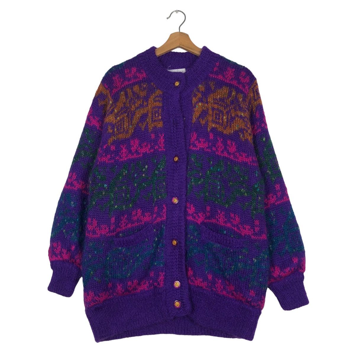 Japanese Brand Vintage Cardigan Sanfino Flower Big Logo Issey Miyake Japan Size US M / EU 48-50 / 2 - 1 Thumbnail