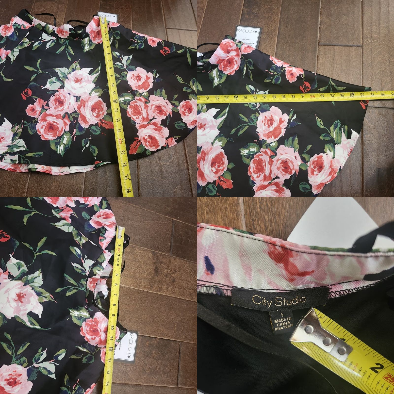 Vintage Studio City ROSE Black Rose Floral Party Skirt NWT - Size 1 Size 25" / US 0 / IT 36 - 8 Thumbnail