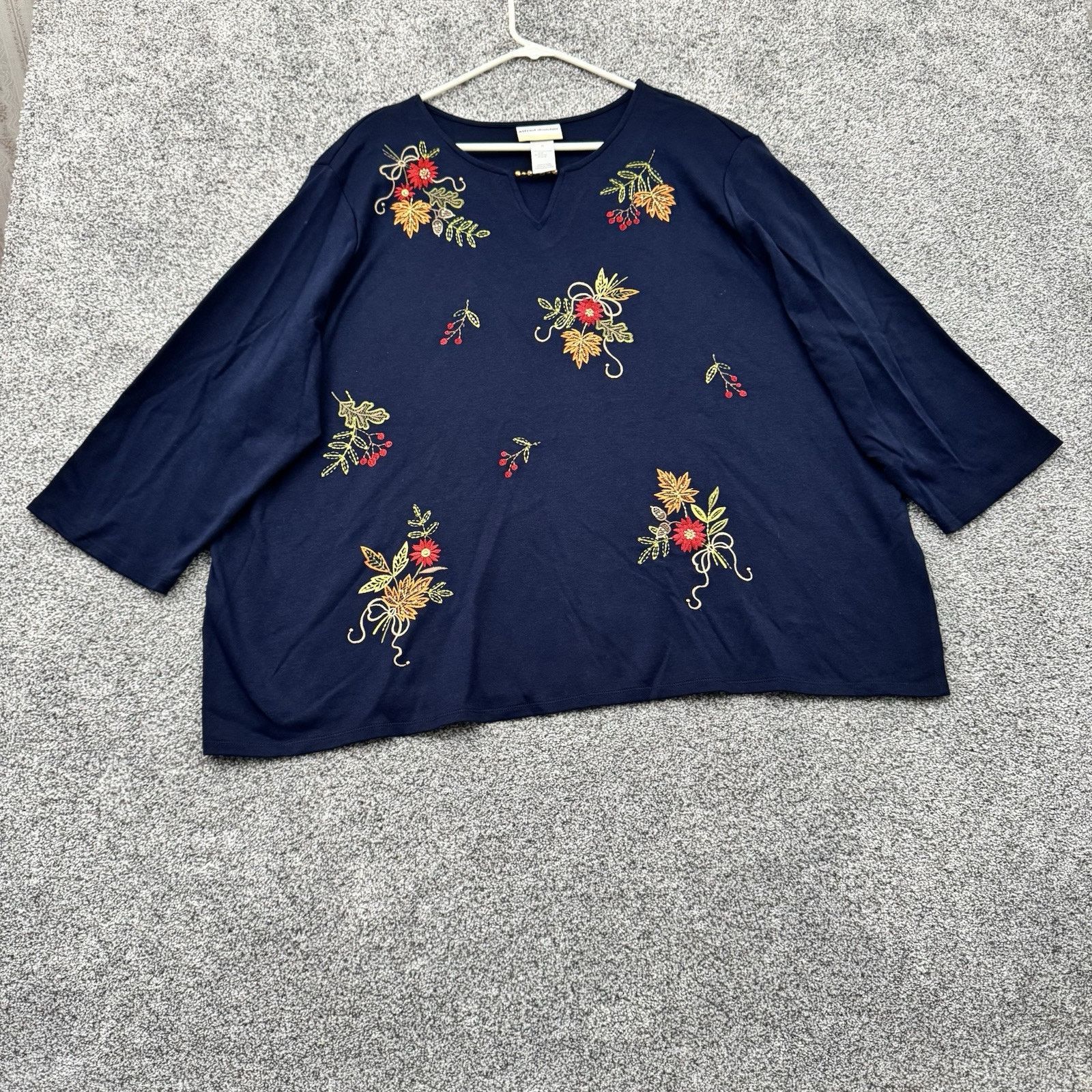 Other Alfred Dunner Top Womenss 3X Plus Beaded Embroidered Boho Size 3XL / US 20-22 - 1 Thumbnail