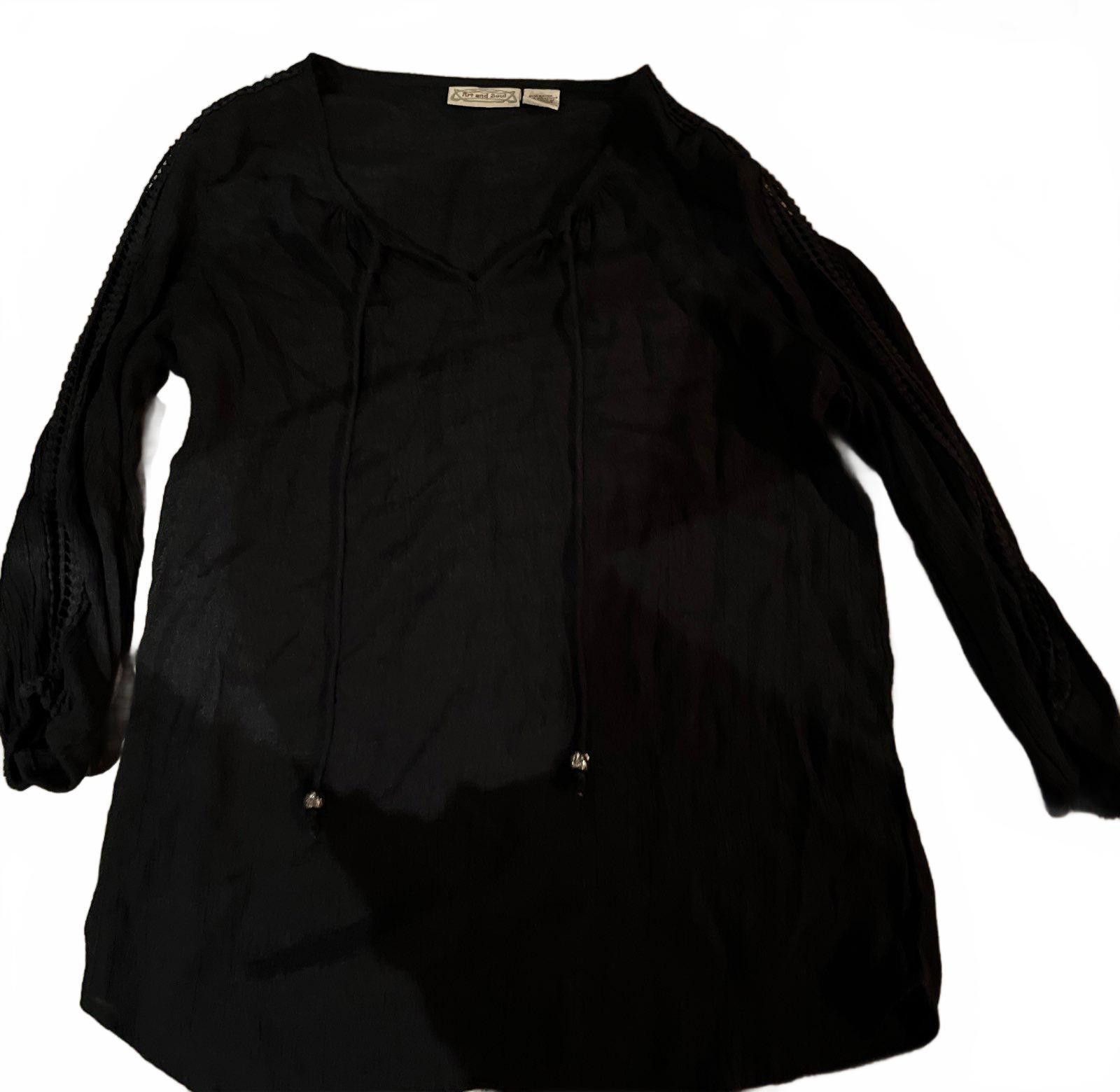 Designer Art and Soul Women's Black Top - Casual Long Sleeve Tunic Size M / US 6-8 / IT 42-44 - 1 Thumbnail