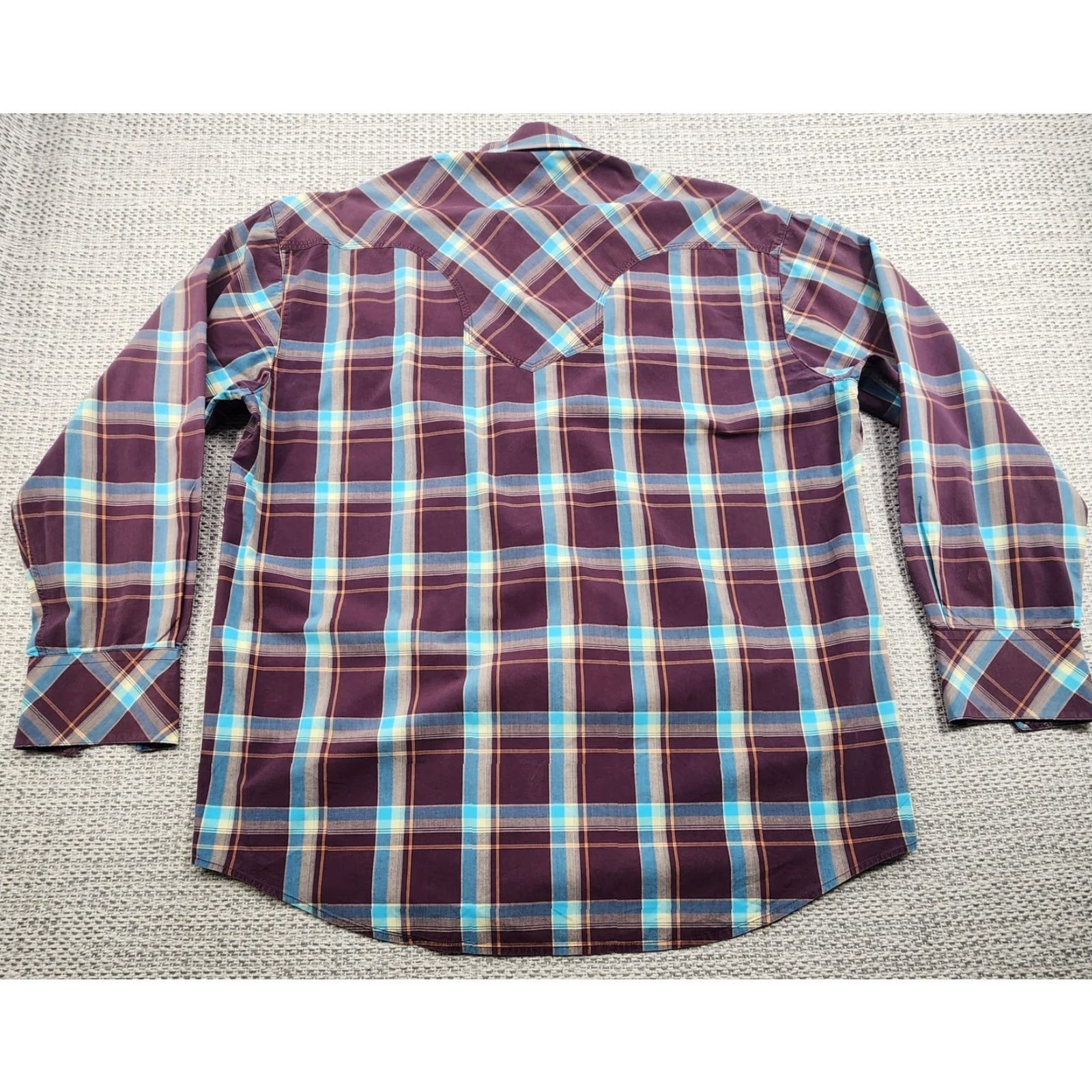 Roper Roper Shirt Mens Large Purple Blue Plaid Western Pearl Snap Rodeo Cowboy Shirt Size US L / EU 52-54 / 3 - 7 Thumbnail