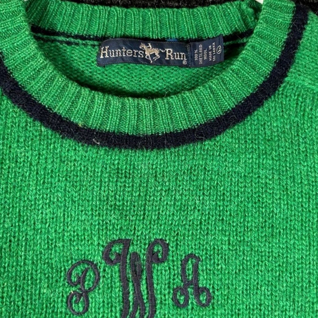 Vintage VINTAGE Hunters Run Green Golf Theme Monogrammed Pullover Crewneck Sweater Women L Size M / US 6-8 / IT 42-44 - 2 Thumbnail