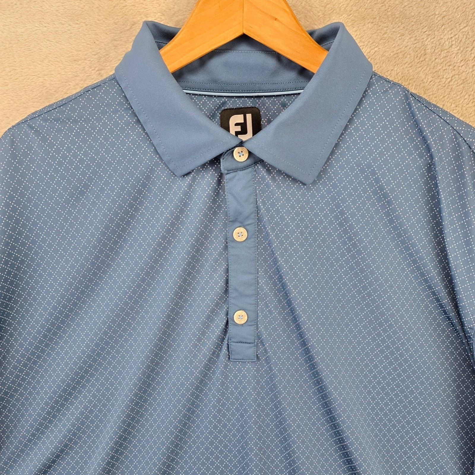 Footjoy FootJoy Polo Shirt Mens 2XL Blue Micro Dot Geometric Golf Size US XXL / EU 58 / 5 - 1 Thumbnail