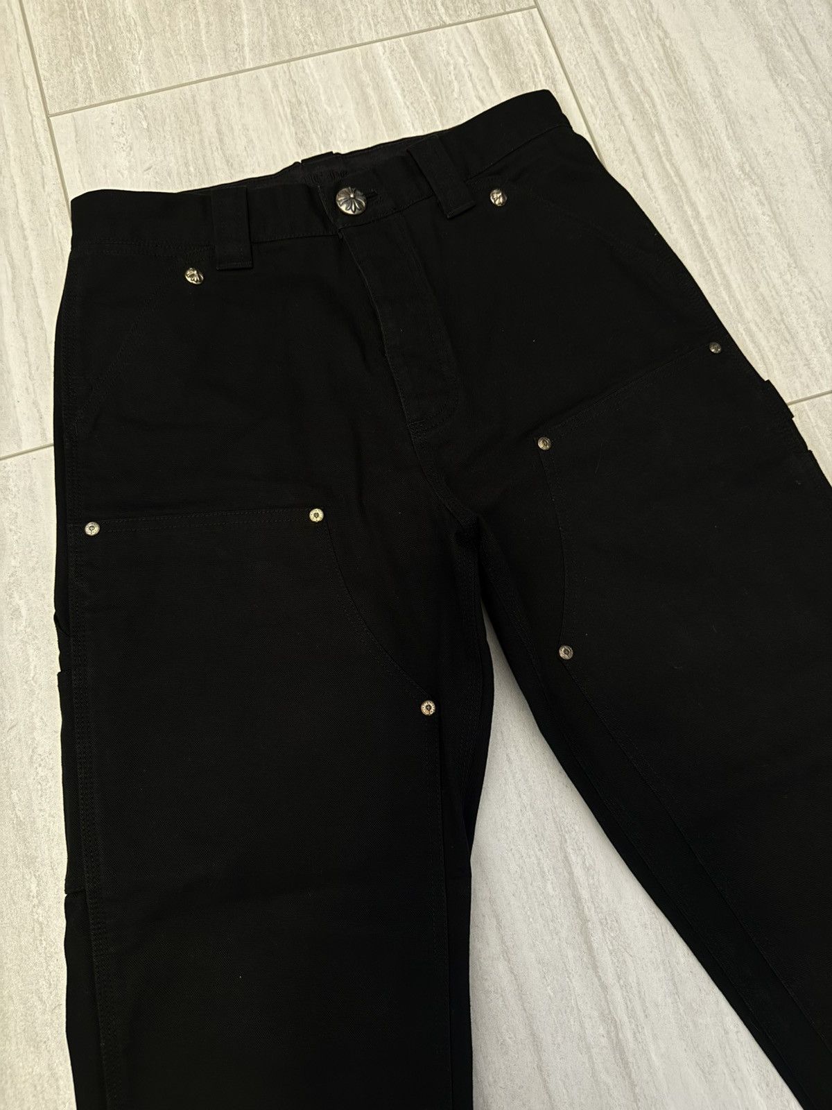 Chrome Hearts Chrome Hearts Carpenter Double Knee Black Pants Size US 29 - 2 Thumbnail
