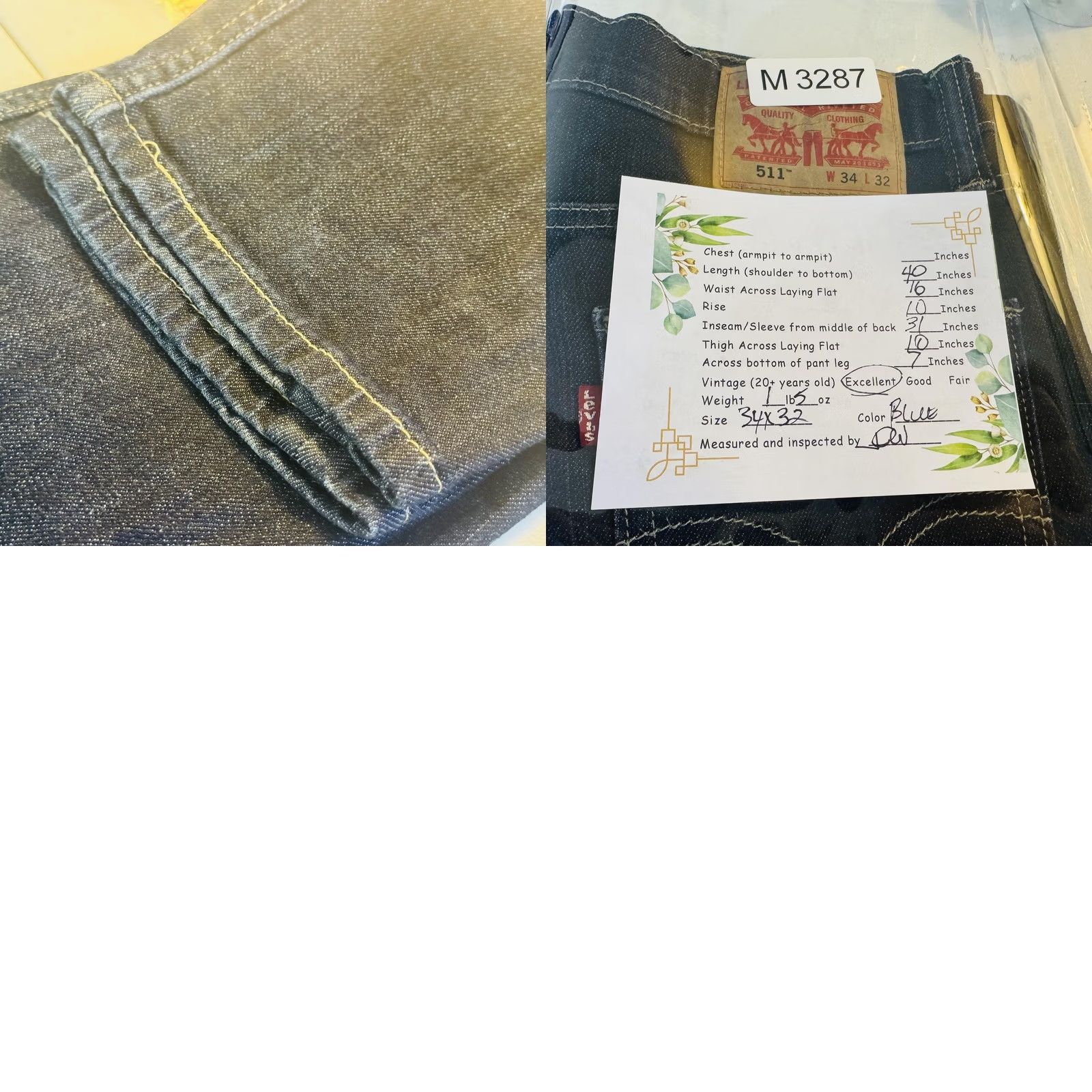 Levi's Levis 511 Jeans Mens 34x31 Blue Dark Wash Slim Tapered Stretch Denim Zip Fly Size US 34 / EU 50 - 8 Thumbnail