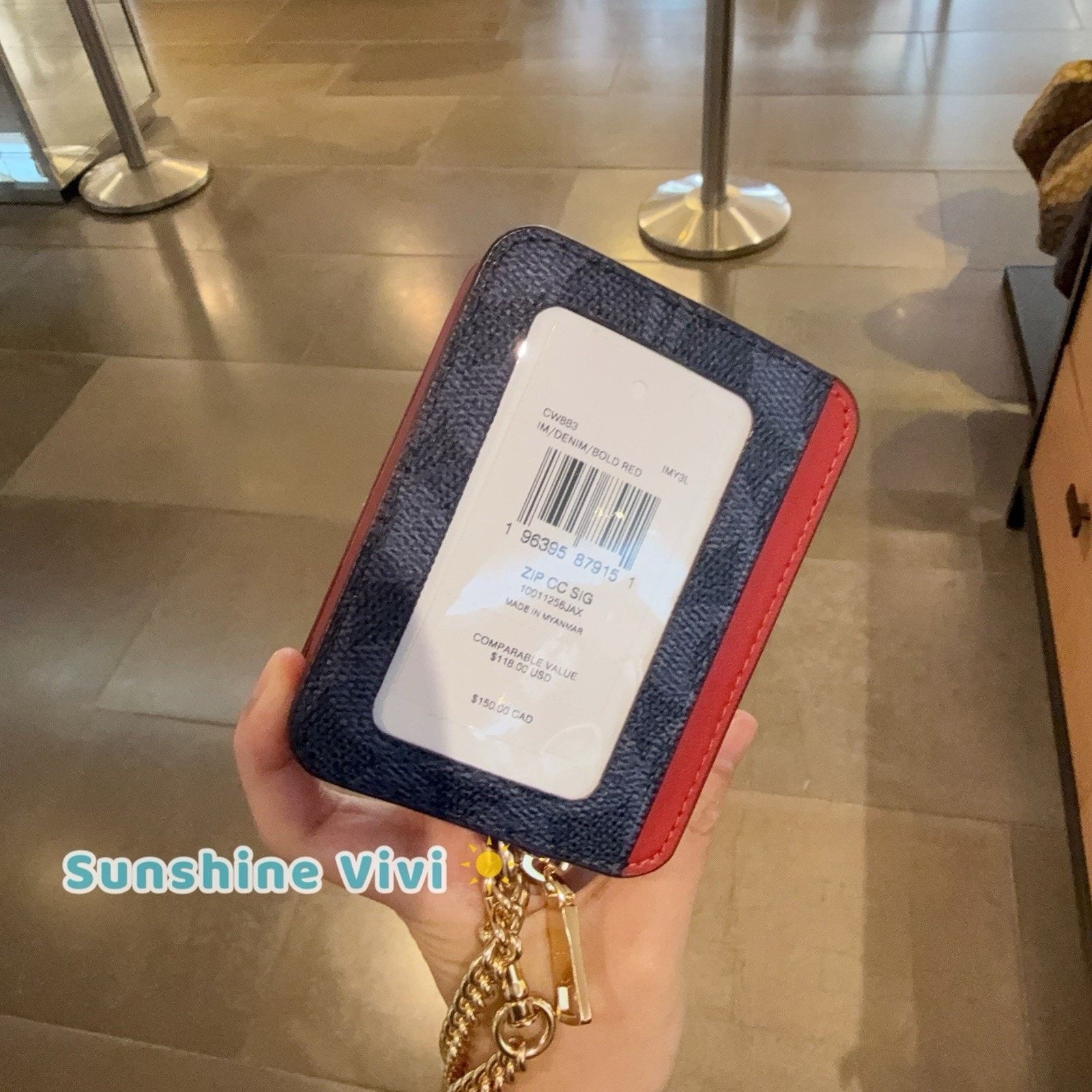 Coach NWT Coach CW883 Zip Card Case In Denim/Bold Red Size ONE SIZE - 2 Thumbnail