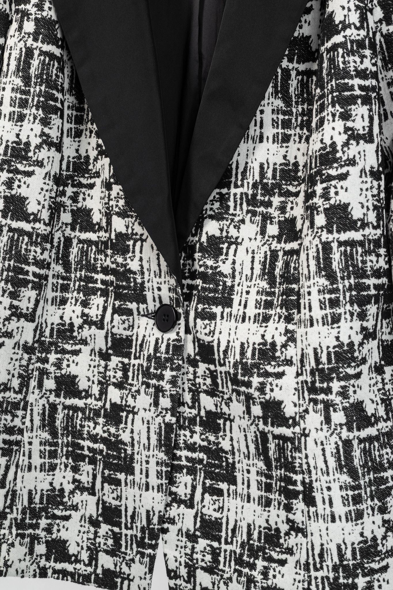 Other Joeffer Caoc White & Black Jacquard Contrast-Lapel Blazer Size XL / US 12-14 / IT 48-50 - 7 Thumbnail