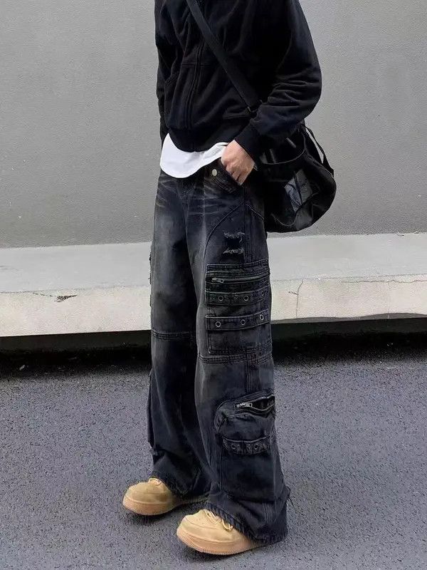 VIBE Retro Street Pocket Studded Cargo Jeans Size US 30 / EU 46 - 6 Thumbnail