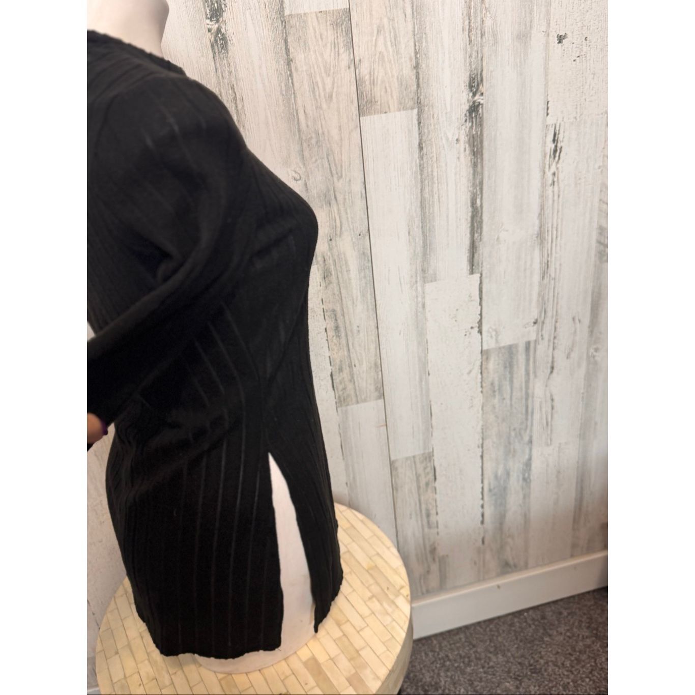 Other Black Ribbed Long Sleeve Split Side Top | Size Large Size L / US 10 / IT 46 - 6 Thumbnail