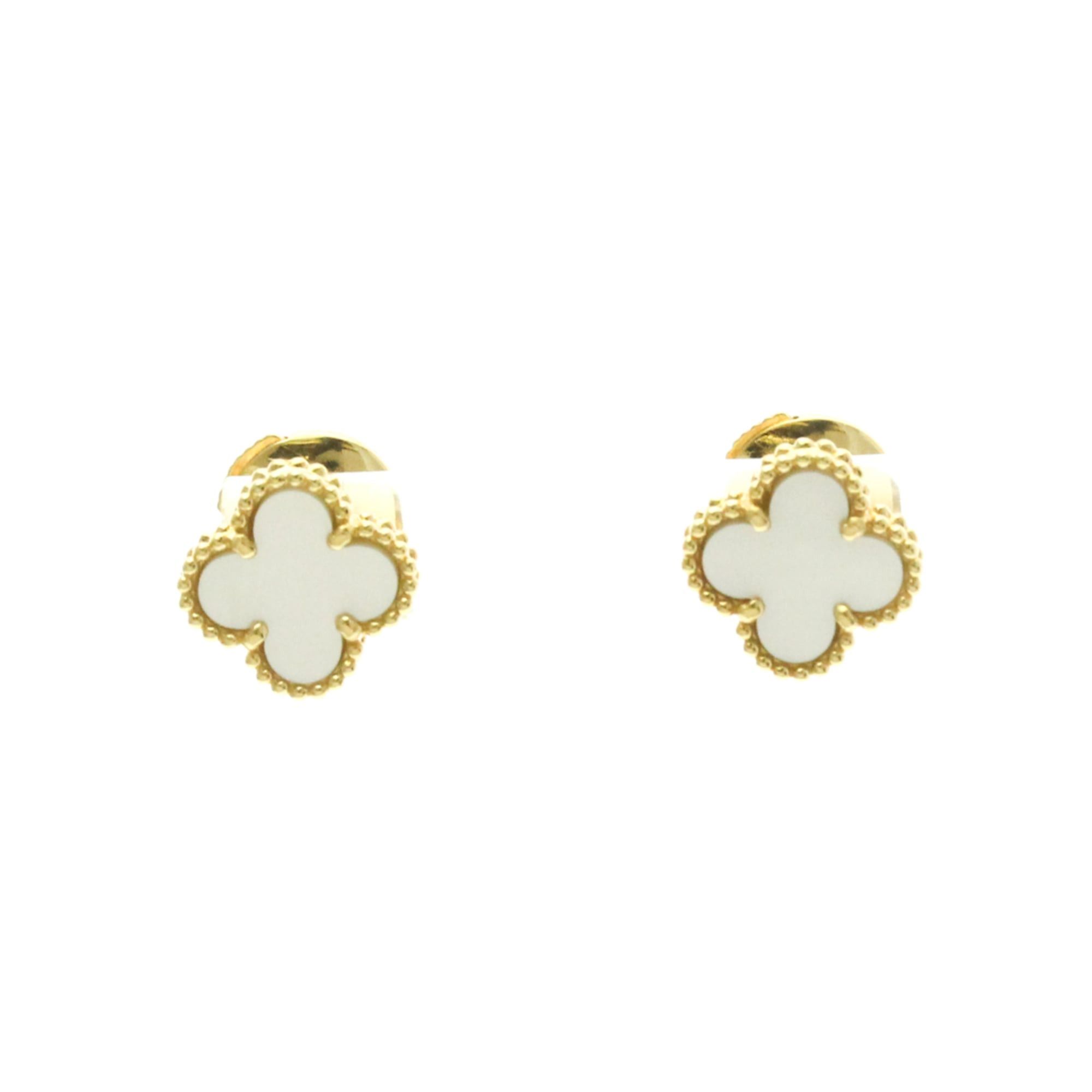 Van Cleef & Arpels Sweet Alhambra Mother Of Pearl Yellow Gold (18K) Stud Earrings Gold