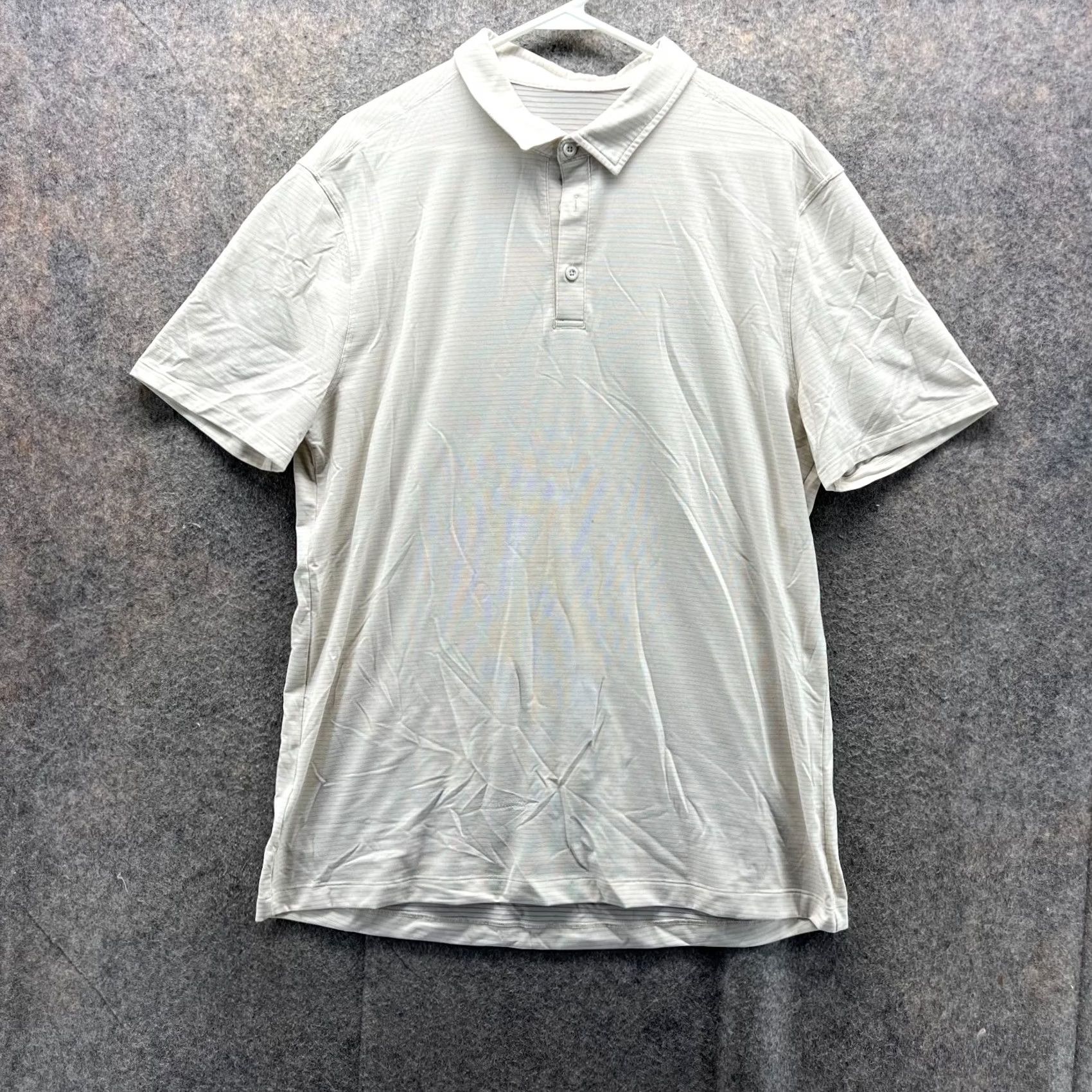 Lululemon Lululemon Polo Shirt Men XL Beige Polyester Stretch Preppy Shirt Short Sleeve Casual Moderate Size US XL / EU 56 / 4 - 2 Thumbnail