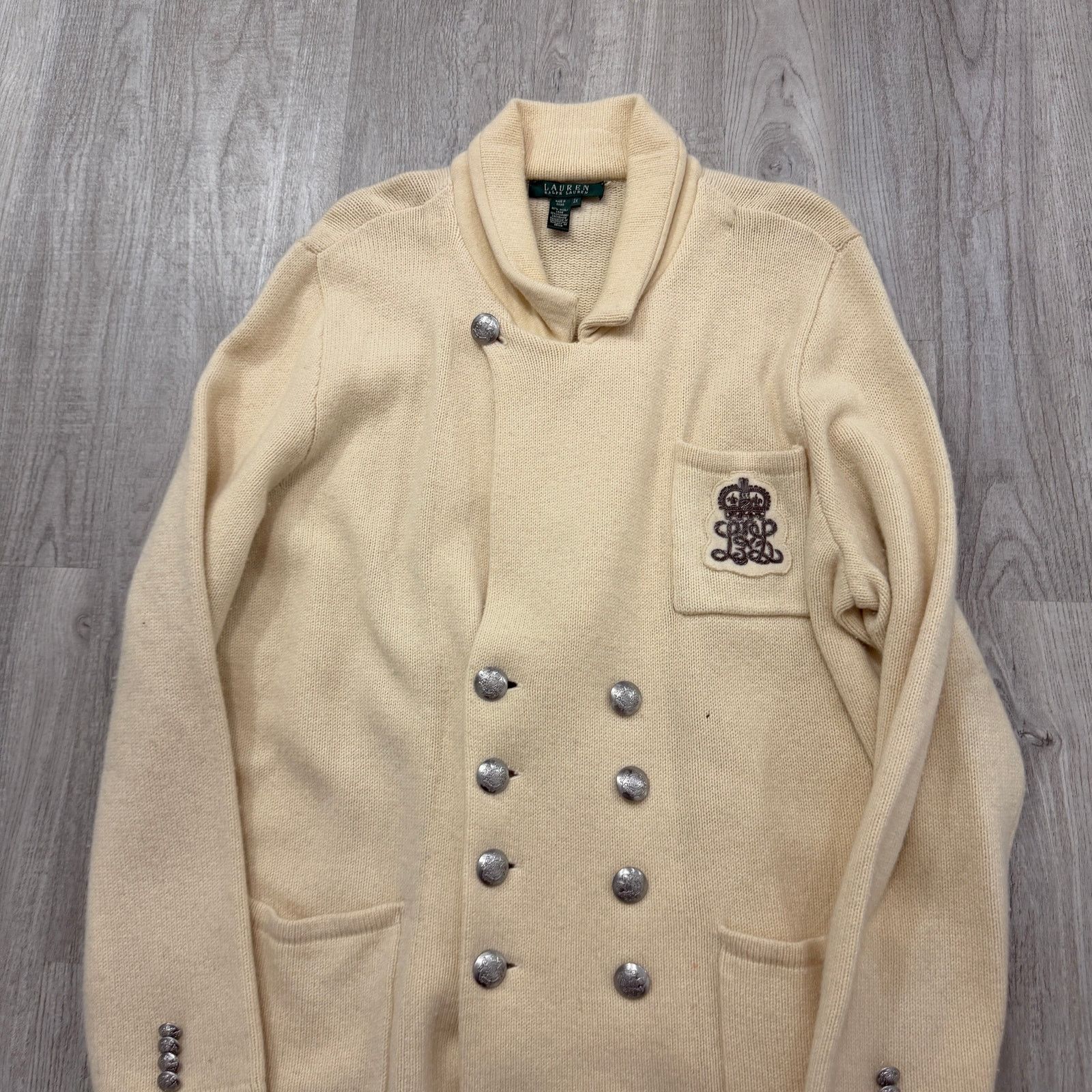 Lauren Ralph Lauren Lauren Ralph Lauren Wool Cashmere Ivory Blazer Jacket 2X Size XXL / US 16-18 / IT 52-54 - 2 Thumbnail