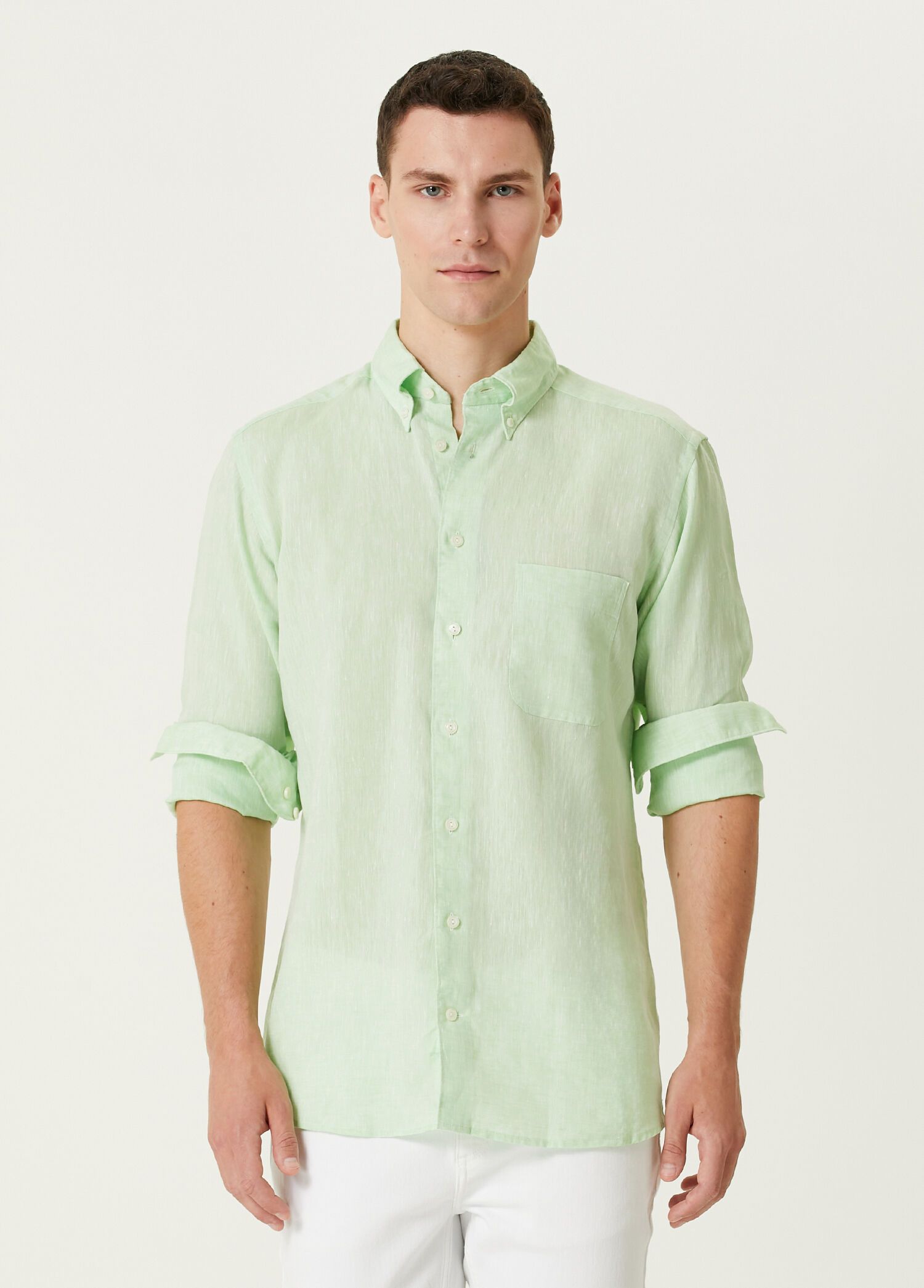 Eton ETON of Sweden contemporary fit green linen shirt 41 Large Size US L / EU 52-54 / 3 - 2 Thumbnail