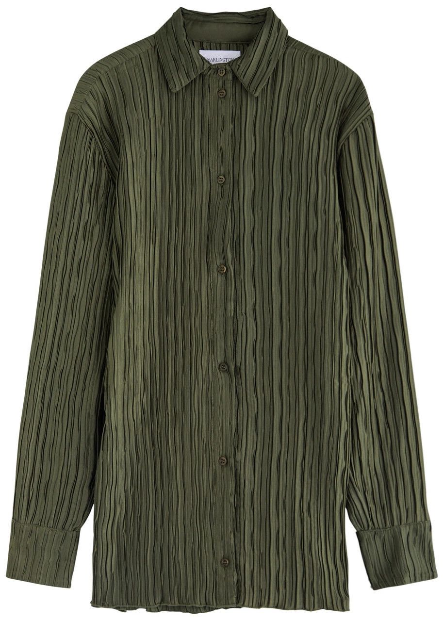 16Arlington 16Arlington Marley Plisse Satin Shirt Khaki size 12 Size L / US 10 / IT 46 - 1 Thumbnail
